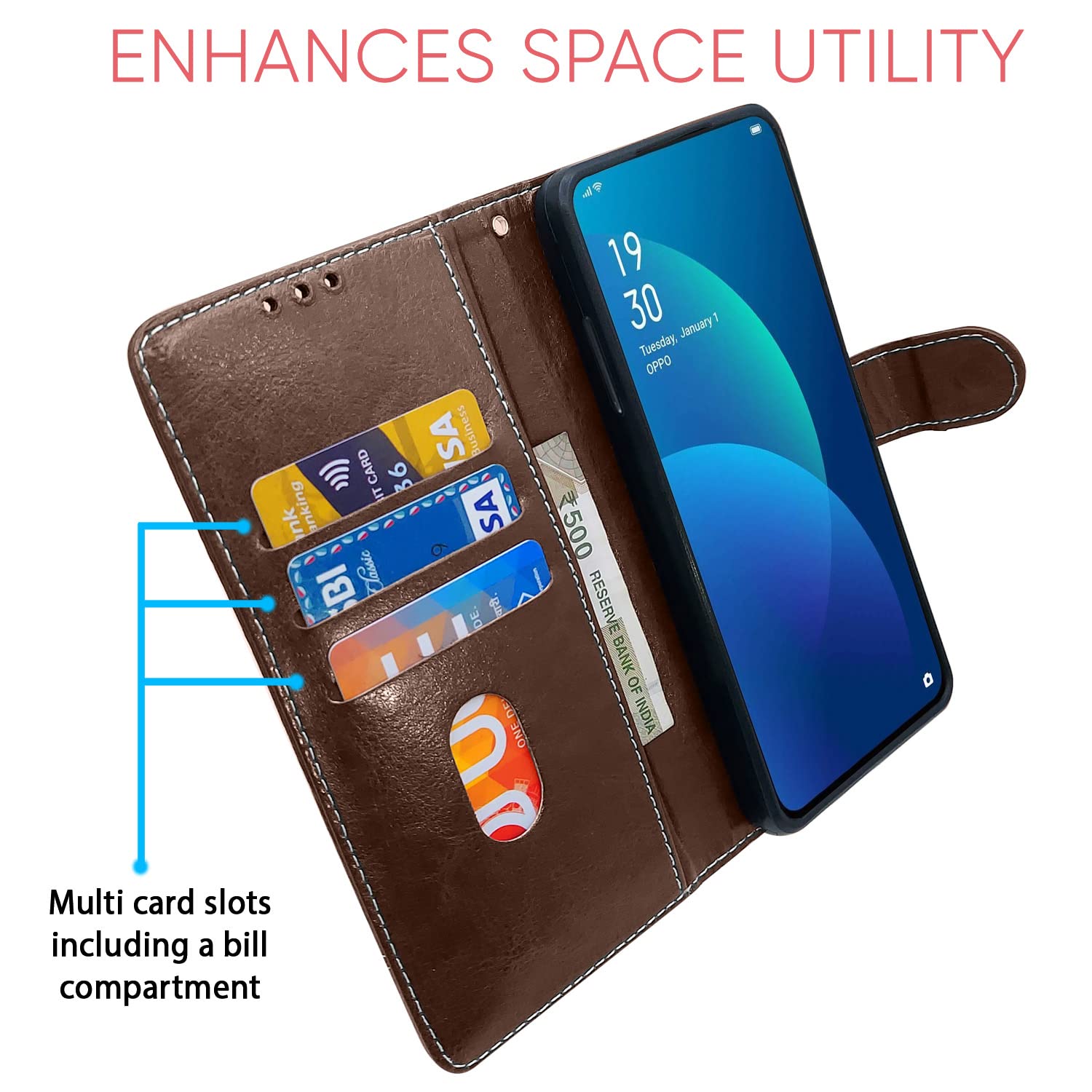 Pikkme brown & coffee Magnetic mobile flip cover for Oppo F11 Pro – photo 3