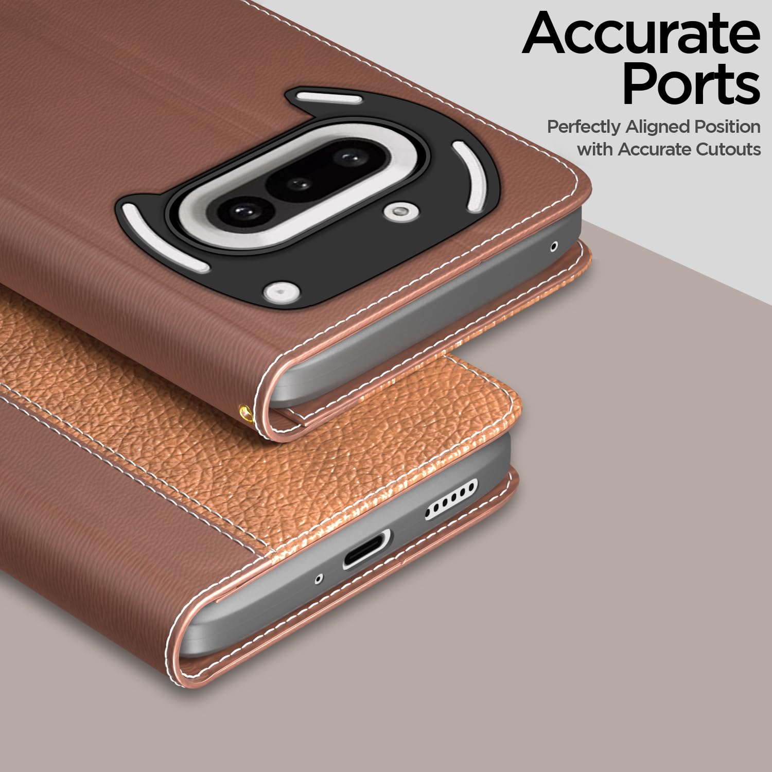 Pikkme Nothing Phone 3a 5G Vintage Flip Cover (Tan)