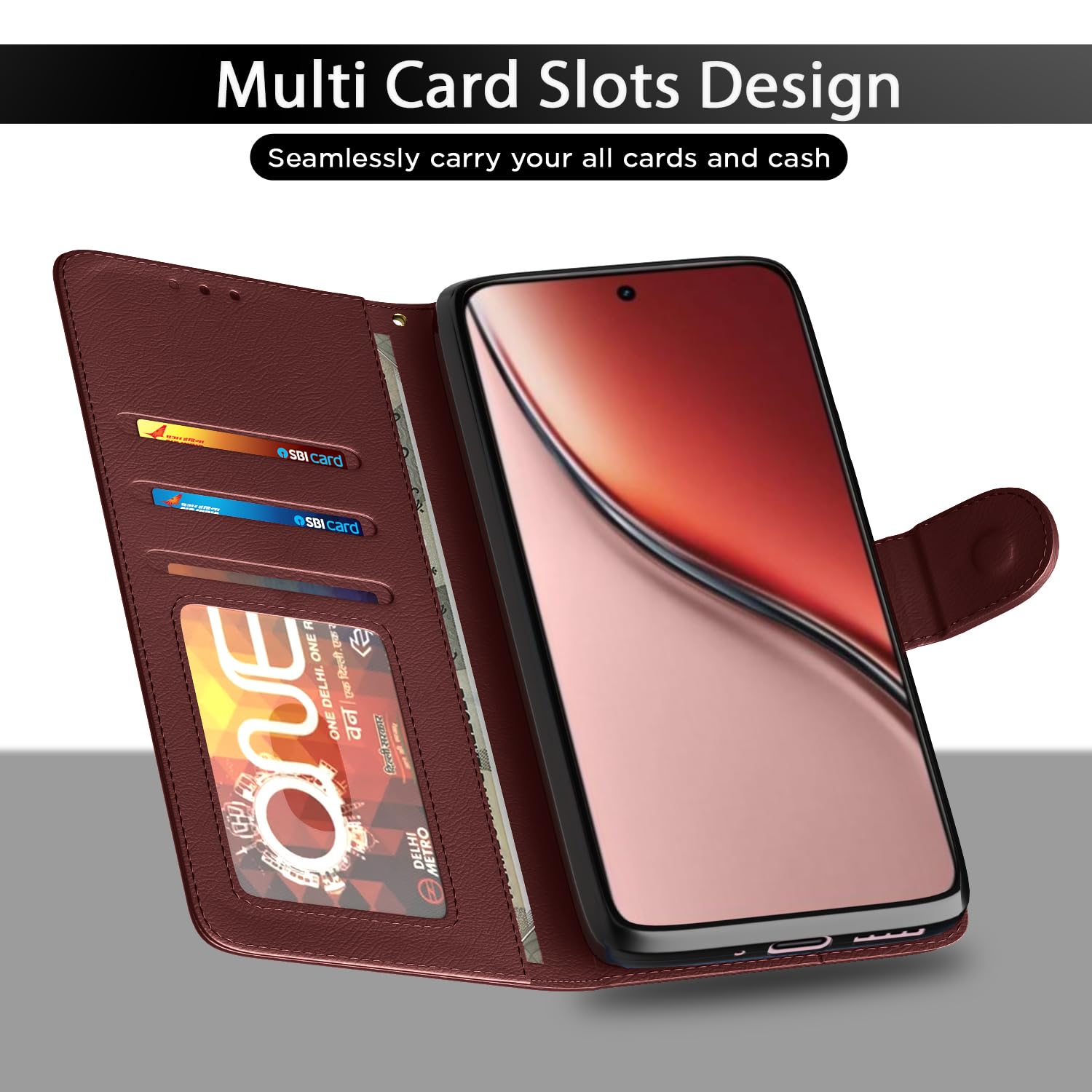 Pikkme Realme P3 Ultra 5G Vintage Flip Cover (Brown)