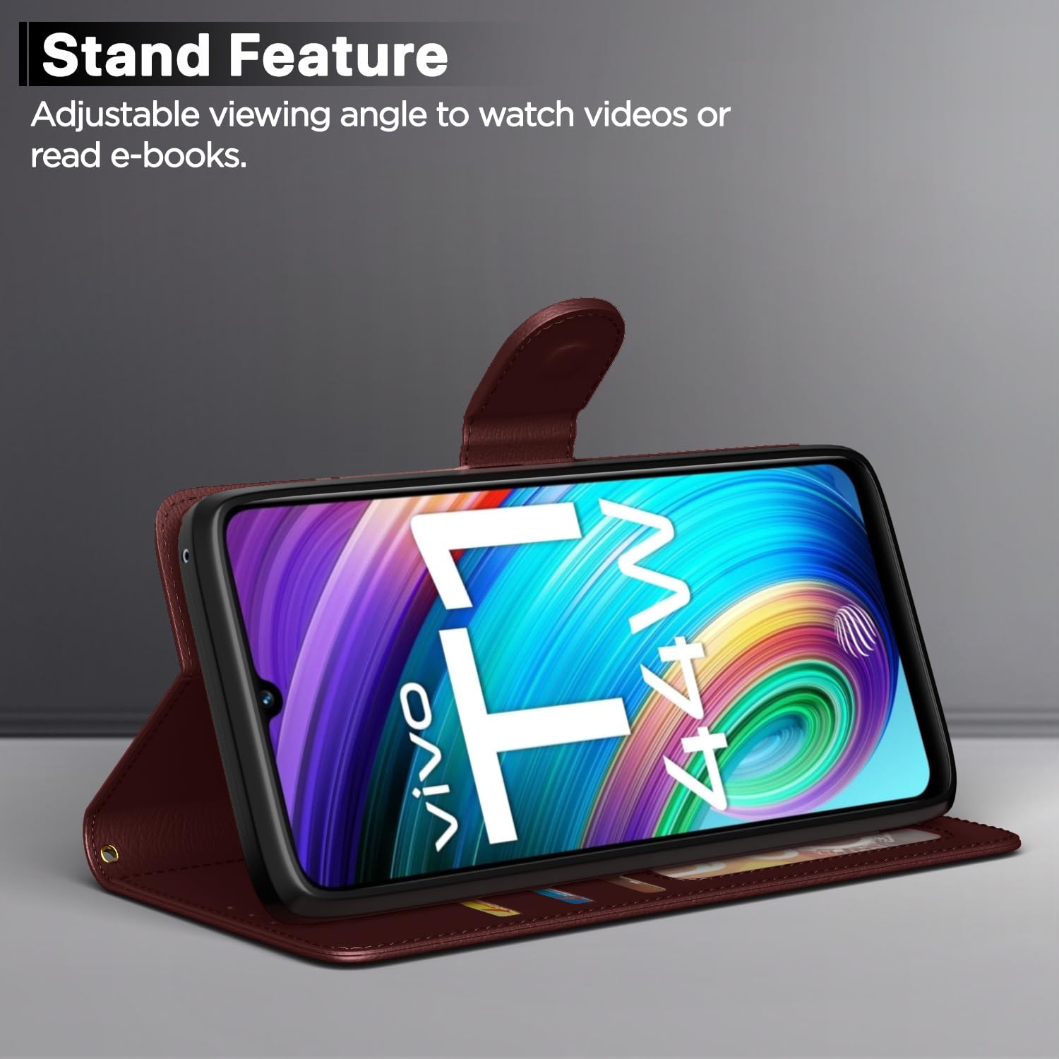 Pikkme brown Wallet wallet flip cover for iQOO Z6 44W/T1 44W – photo 3