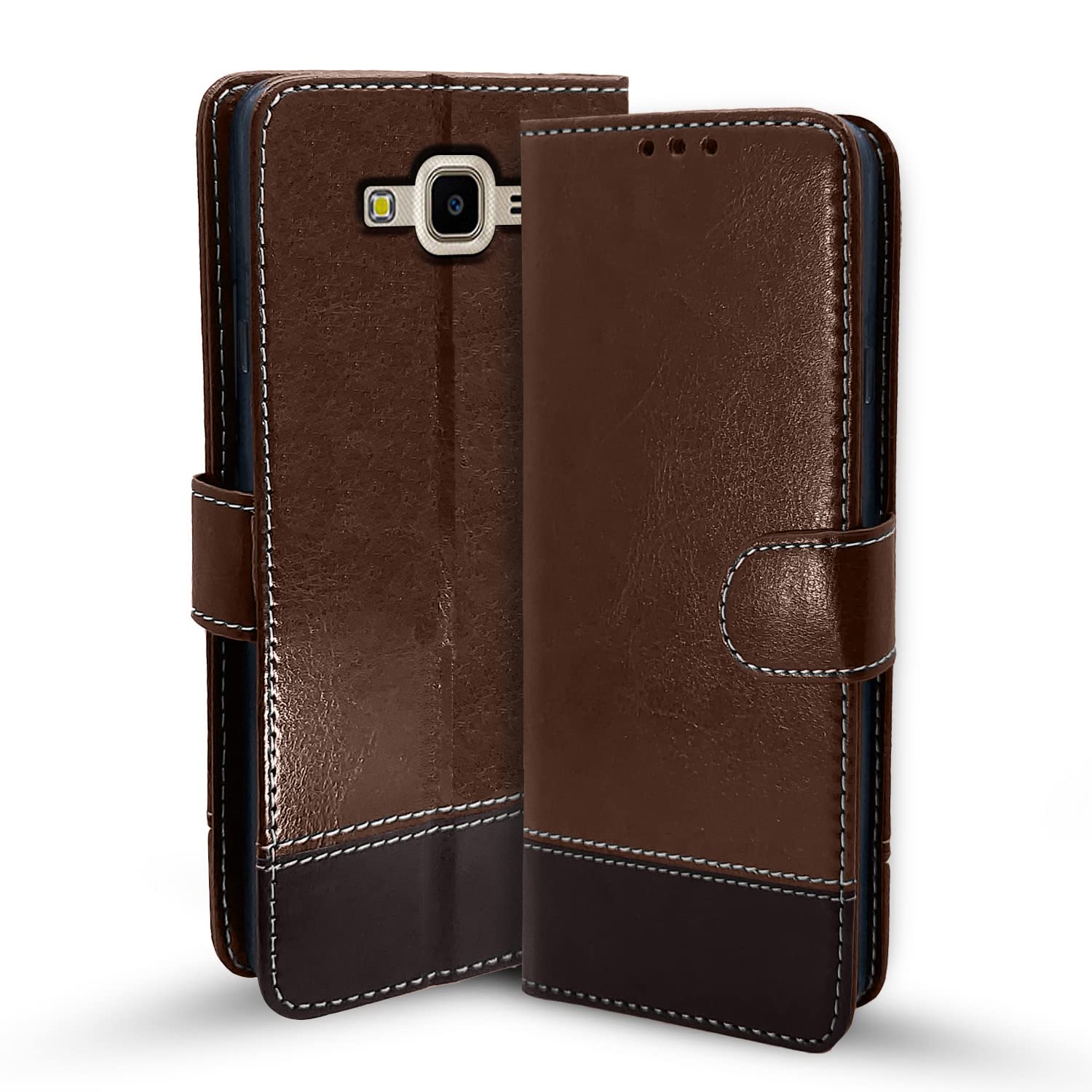 Samsung J7 2015/J7 Magnetic flip case in brown & coffee by Pikkme