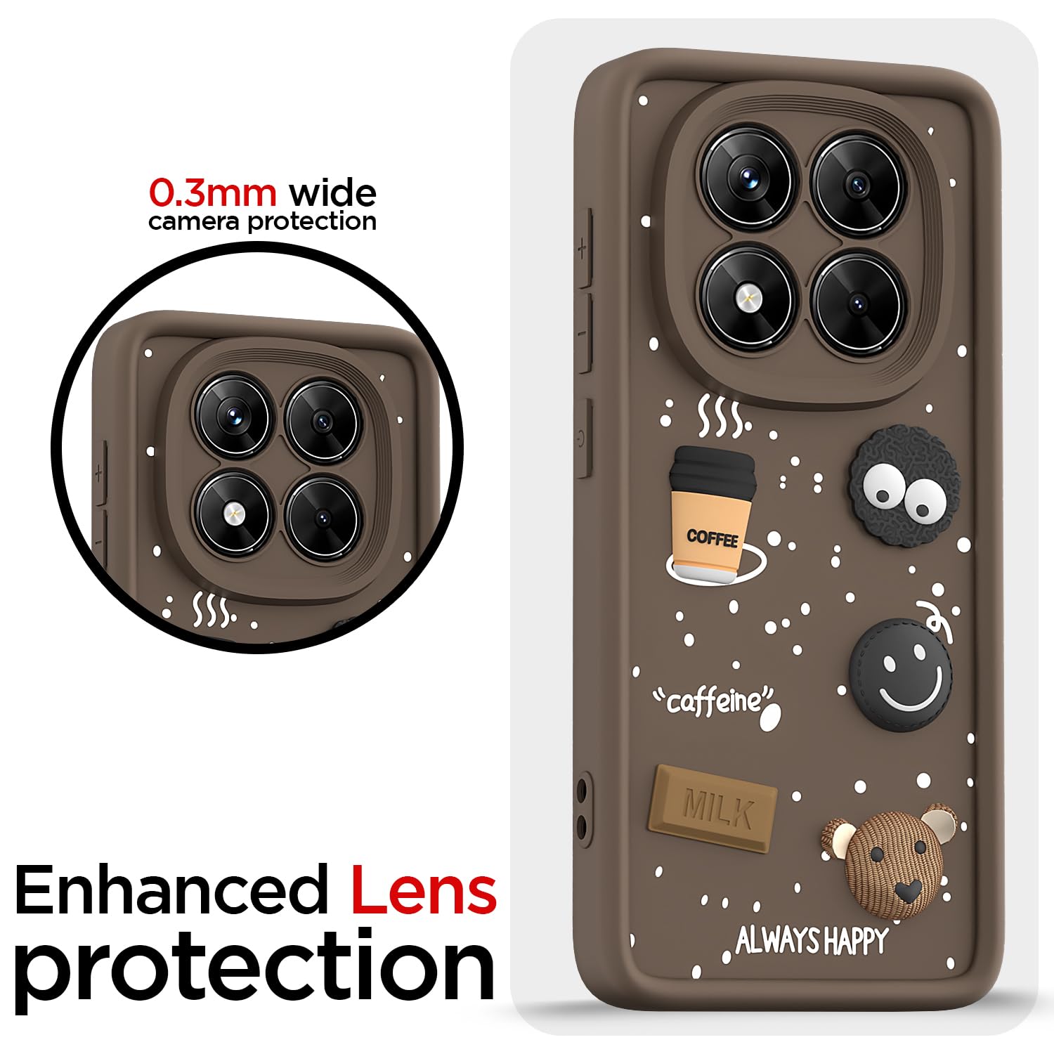 Pikkme brown Silicone mobile cover for Redmi Note 14 Pro 5G/3D – photo 5