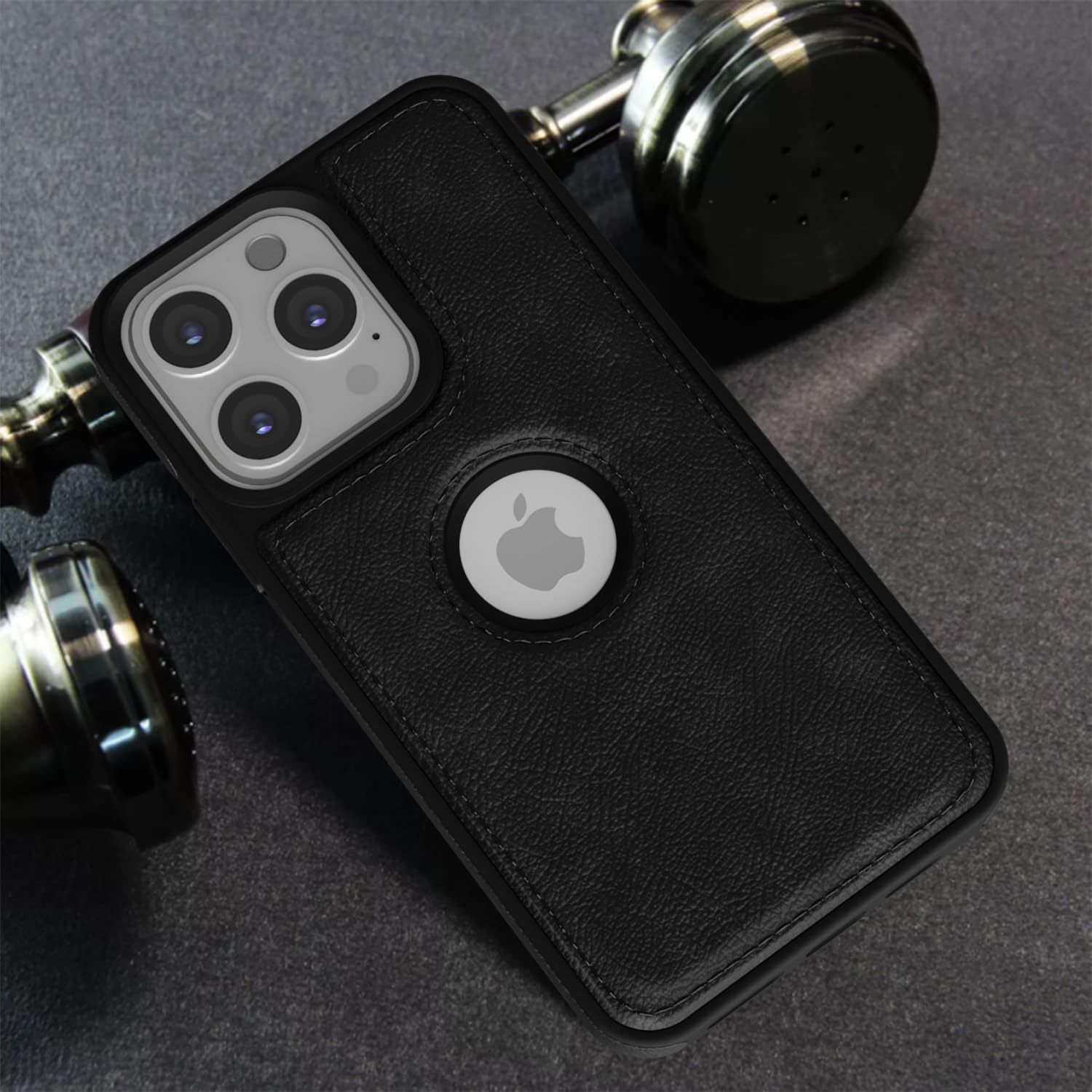 Pikkme iPhone 14 pro max Flexible Pu Leather Back Case (Black)