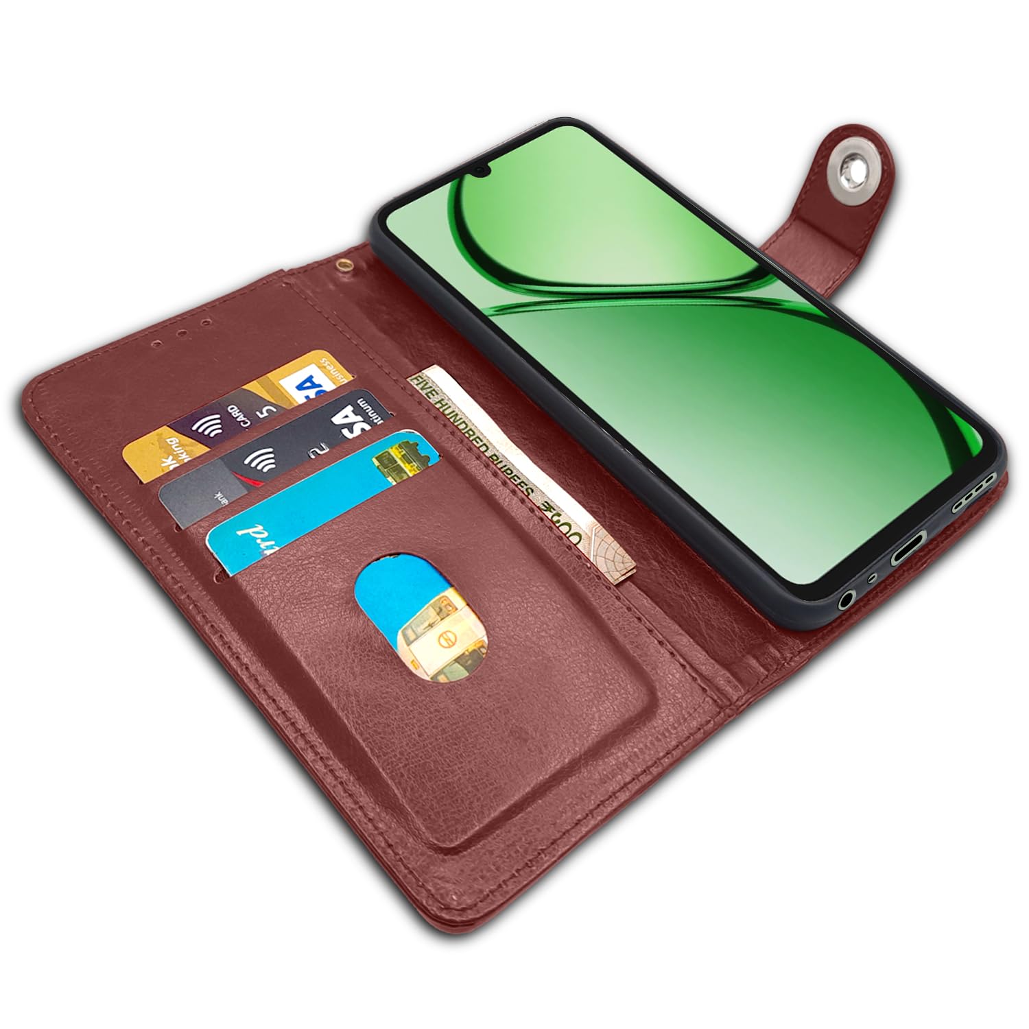 Brown wallet flip cover for Realme C63 4G – Pikkme – photo 5
