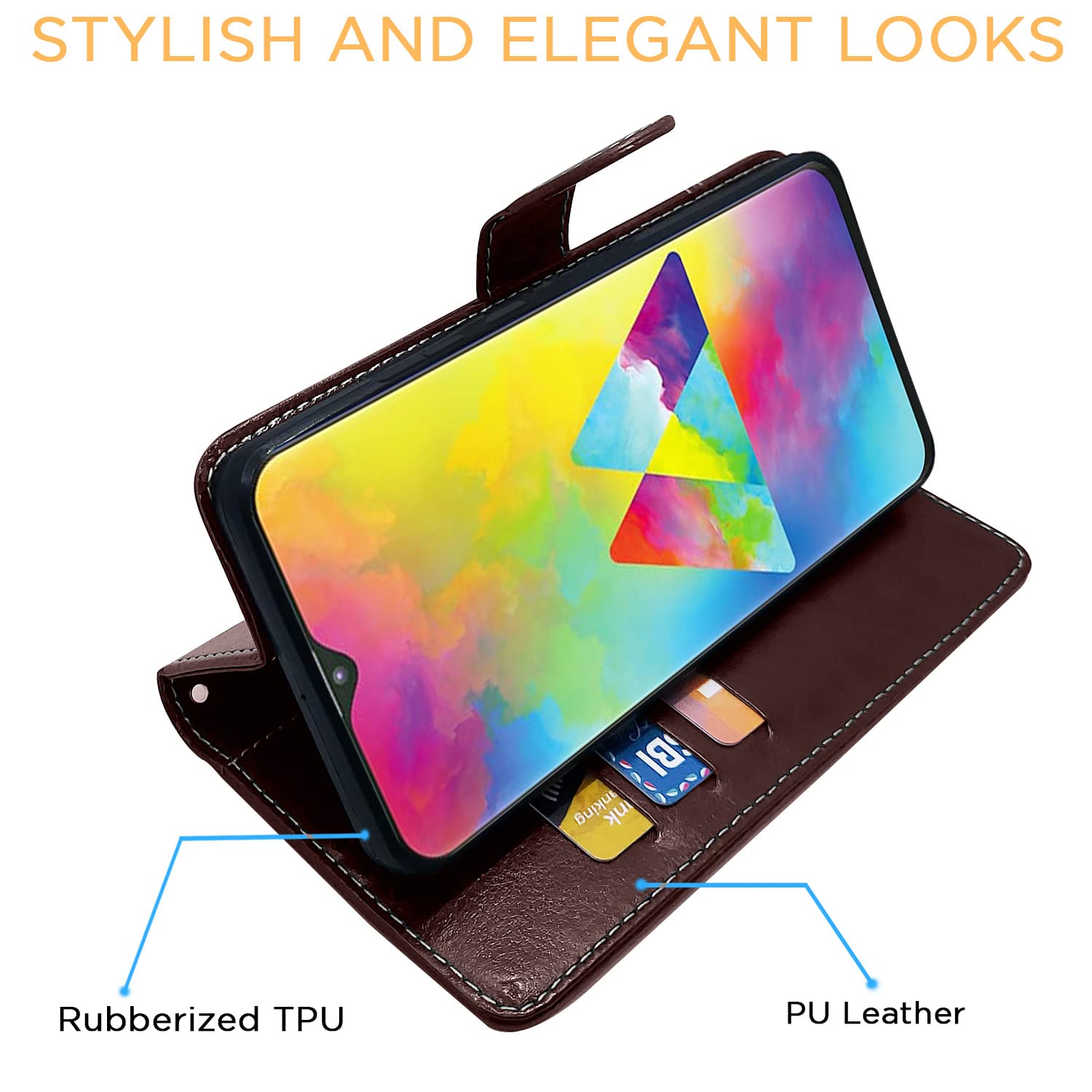 Samsung M20 mobile flip cover in coffee & brown by Pikkme – photo 5