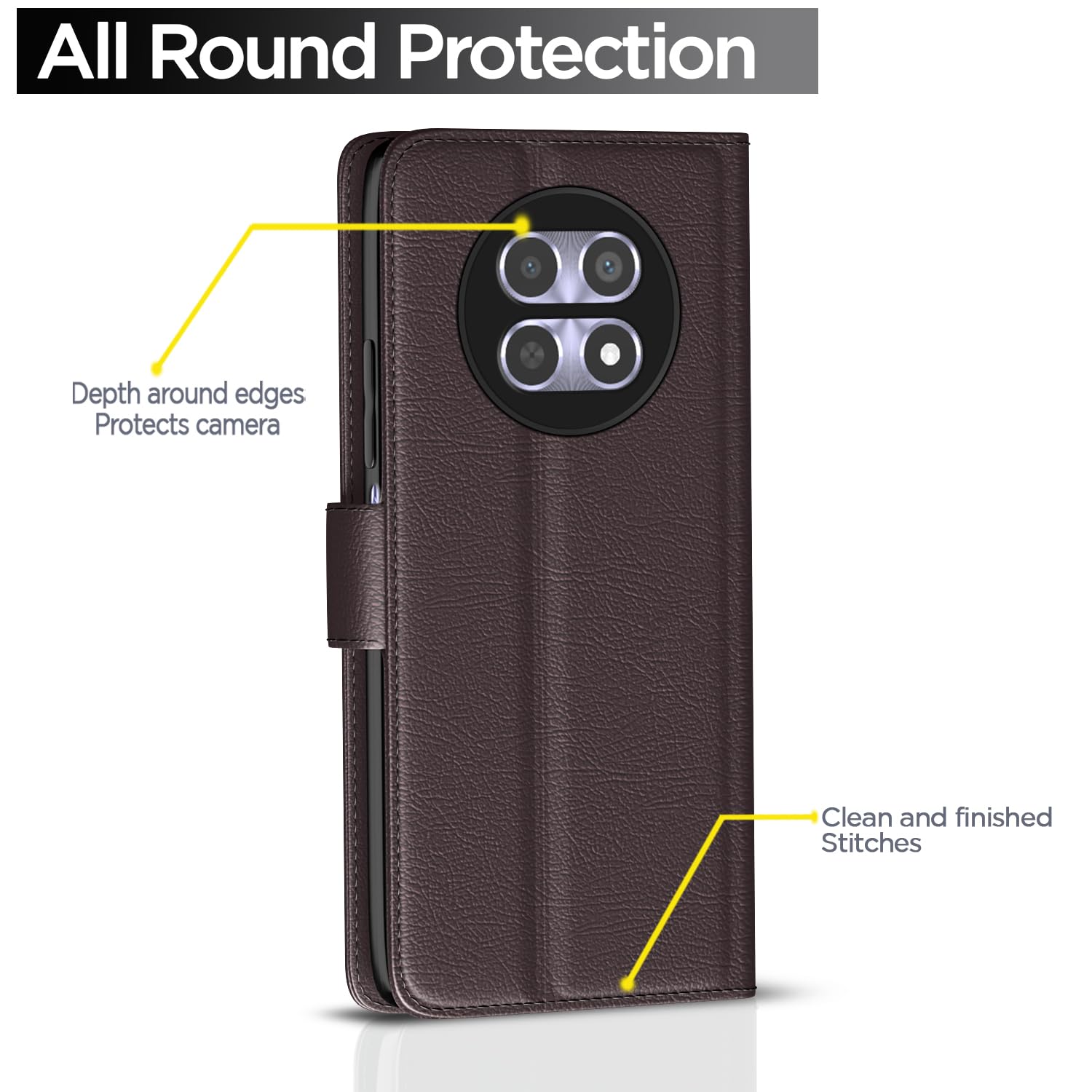Pikkme Realme 12 5G Vintage Flip Cover (Coffee)