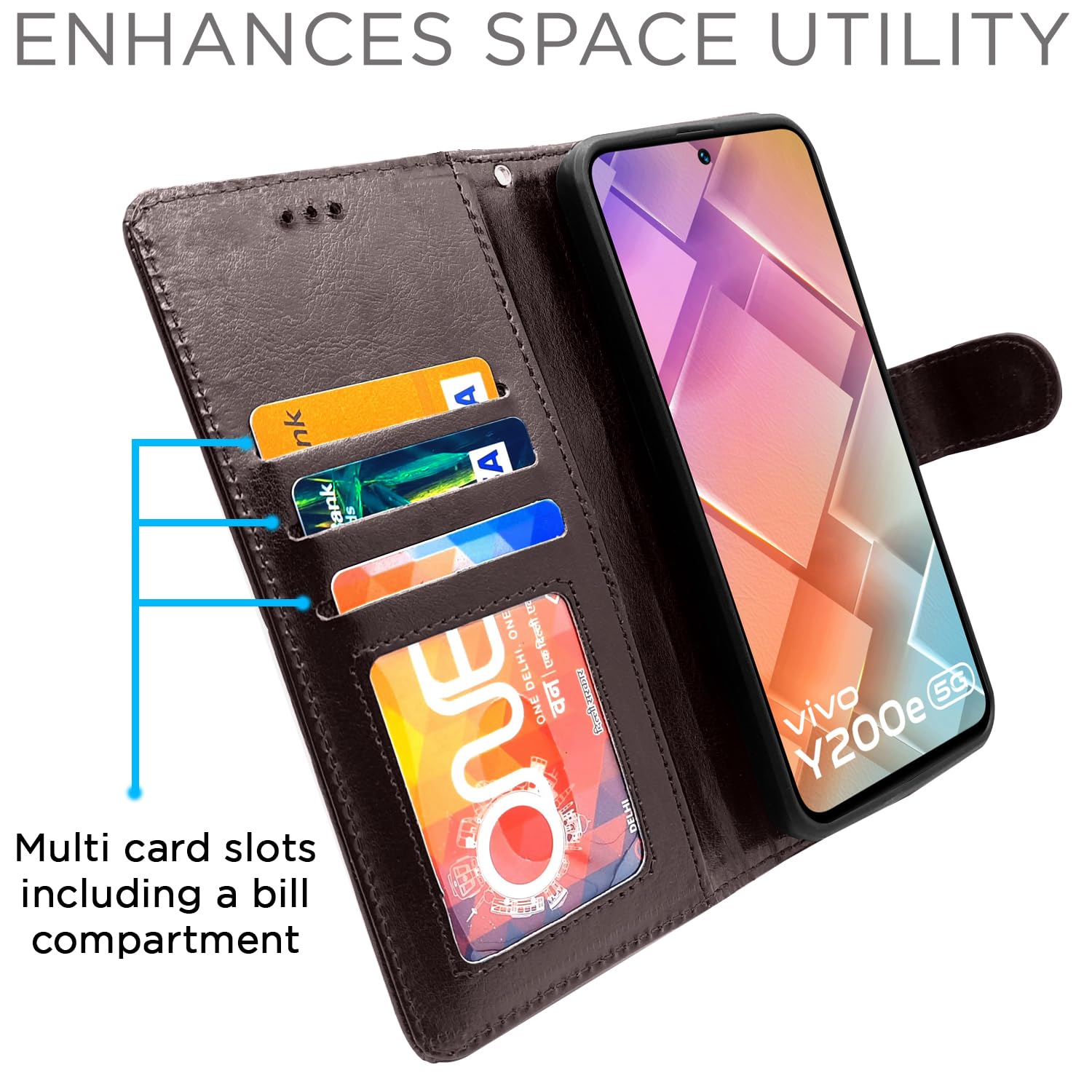 Pikkme coffee Wallet mobile flip cover for Vivo T3/Y200e 5G – photo 2