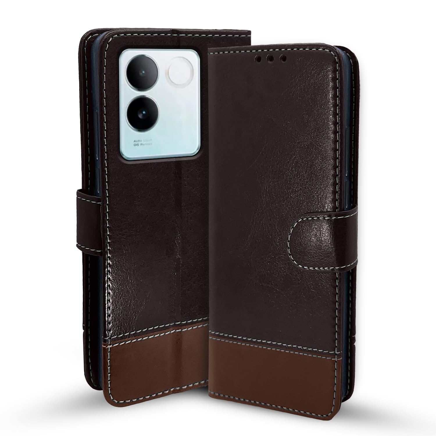 Pikkme coffee & brown mobile flip cover for Vivo T2 Pro 5G