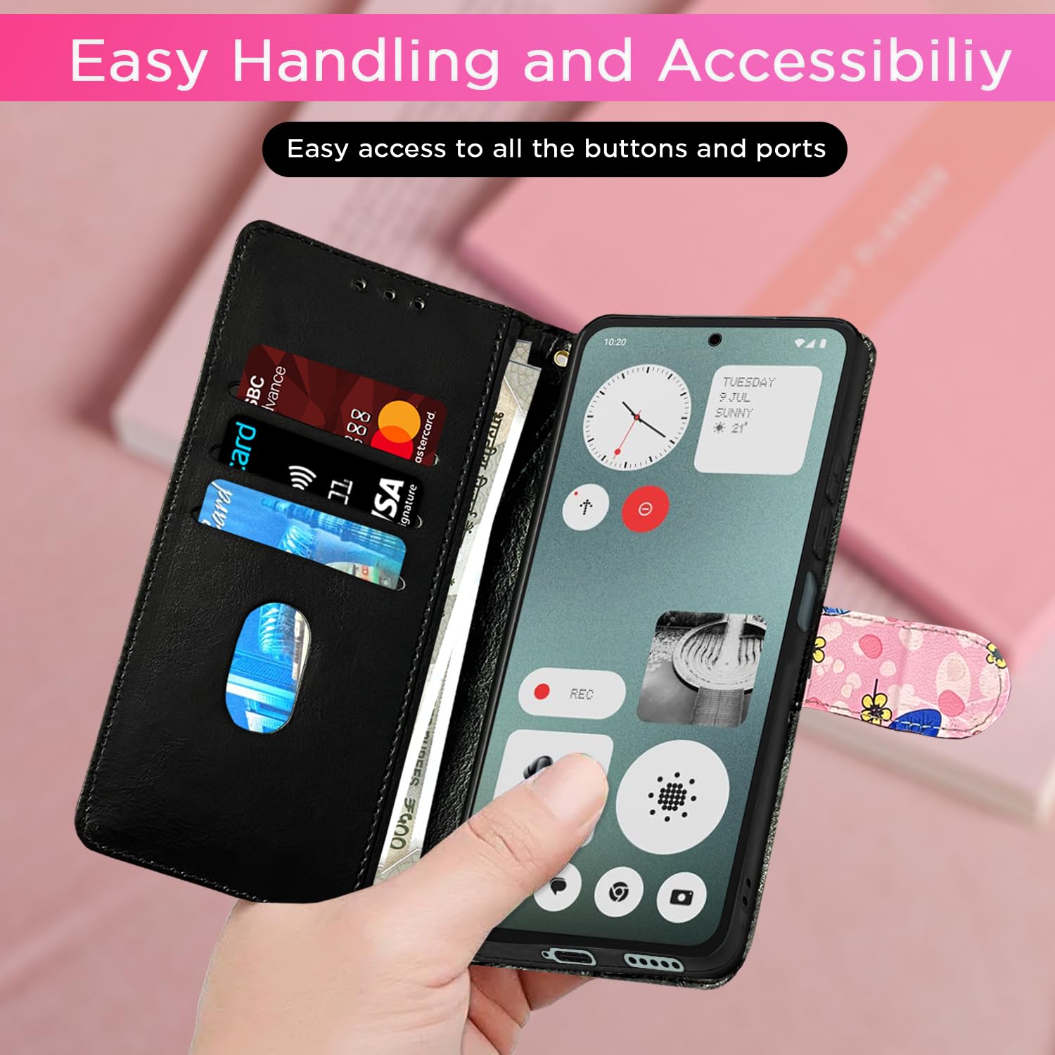 Pink flower mobile flip cover for CMF Phone 1 – Pikkme – photo 7