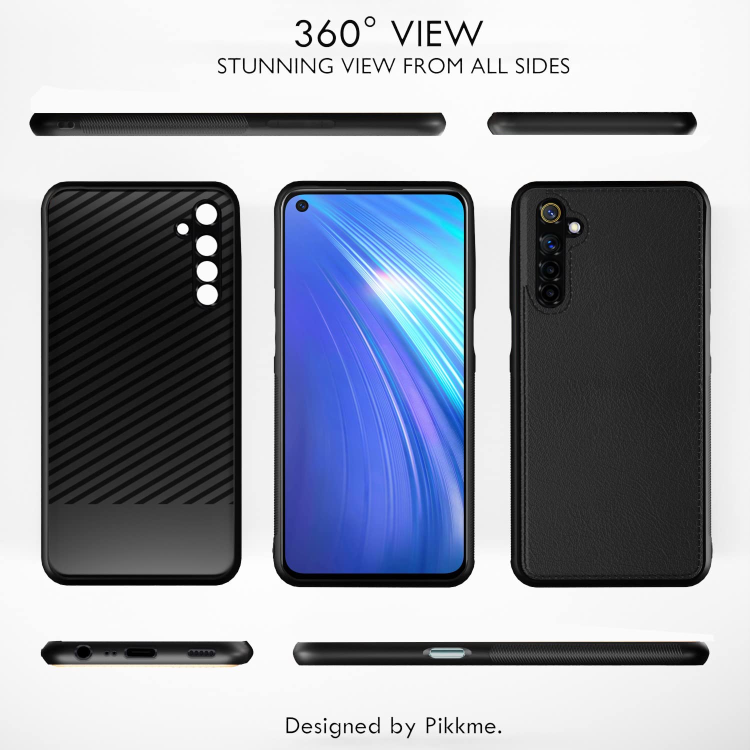 Pikkme Realme 6 Leatherback Back Case | Black