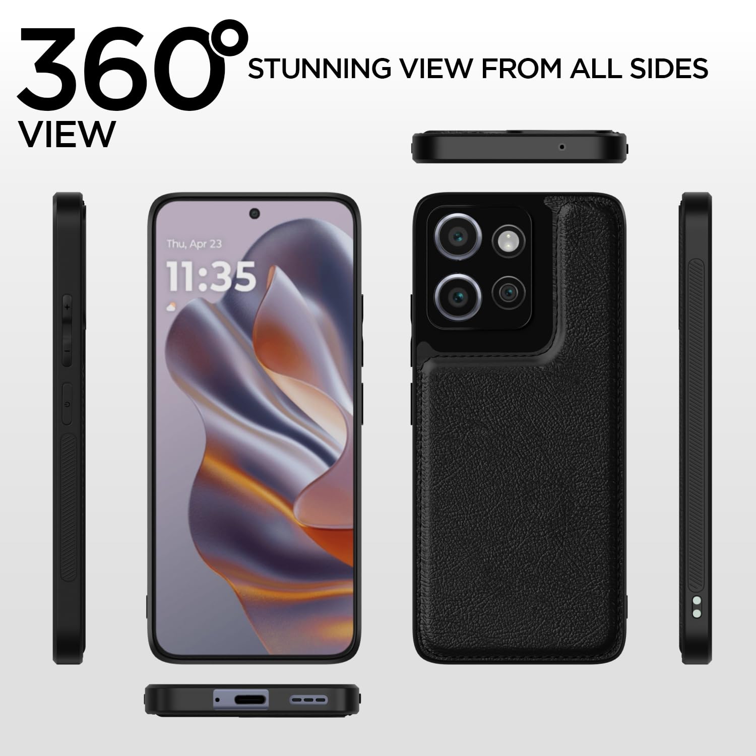 Pikkme Moto Edge 50 neo 5G Leather Back Case | Black