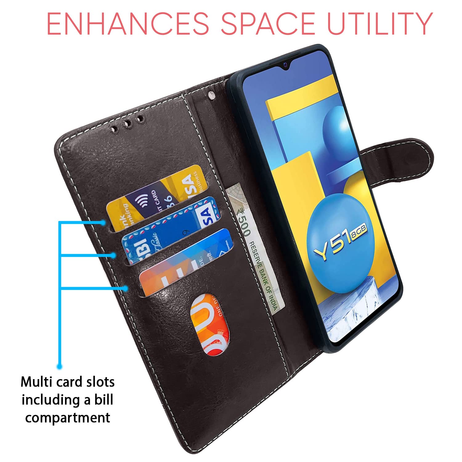 Pikkme Vivo Y51/Y31 Magnetic coffee & brown flip cover – photo 3