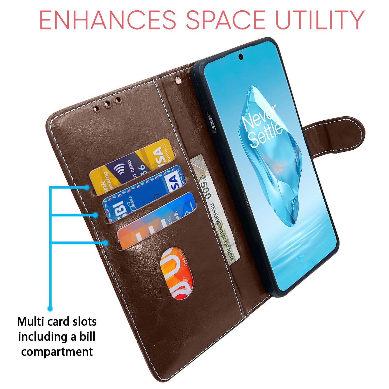 Brown & coffee Magnetic wallet flip cover for OnePlus 12R 5G – Pikkme – photo 4