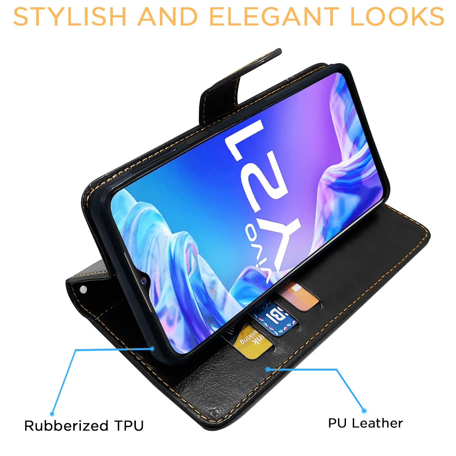Pikkme black & brown wallet flip cover for Vivo Y21 2021/Y33s – photo 5