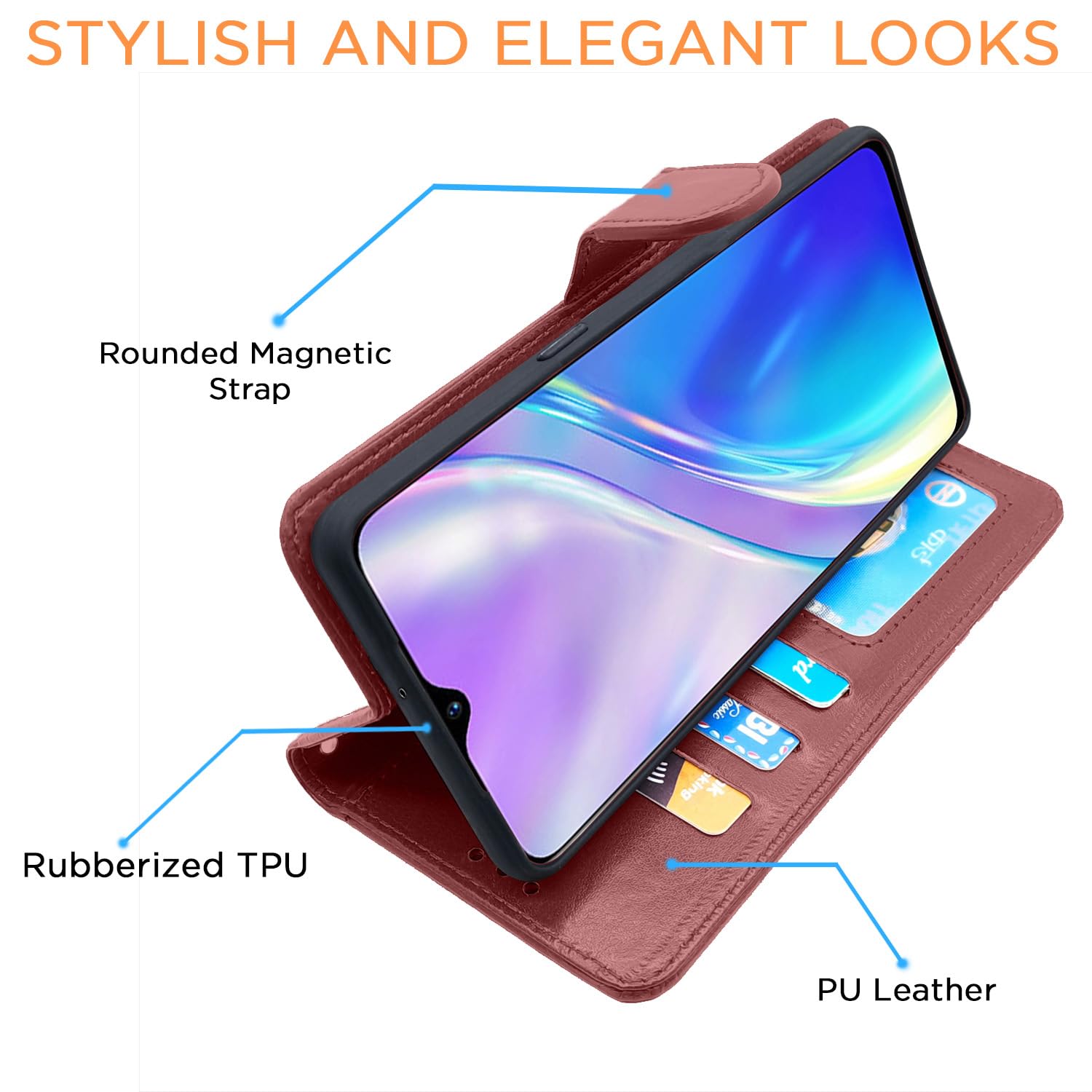 Pikkme Realme XT Flip Vintage Flip Cover | Brown