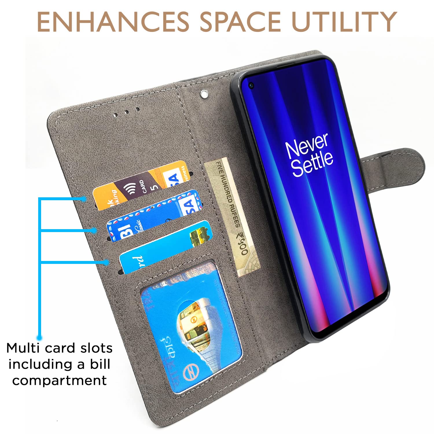 Black Wallet wallet flip cover for OnePlus Nord CE 2 5G – Pikkme – photo 2