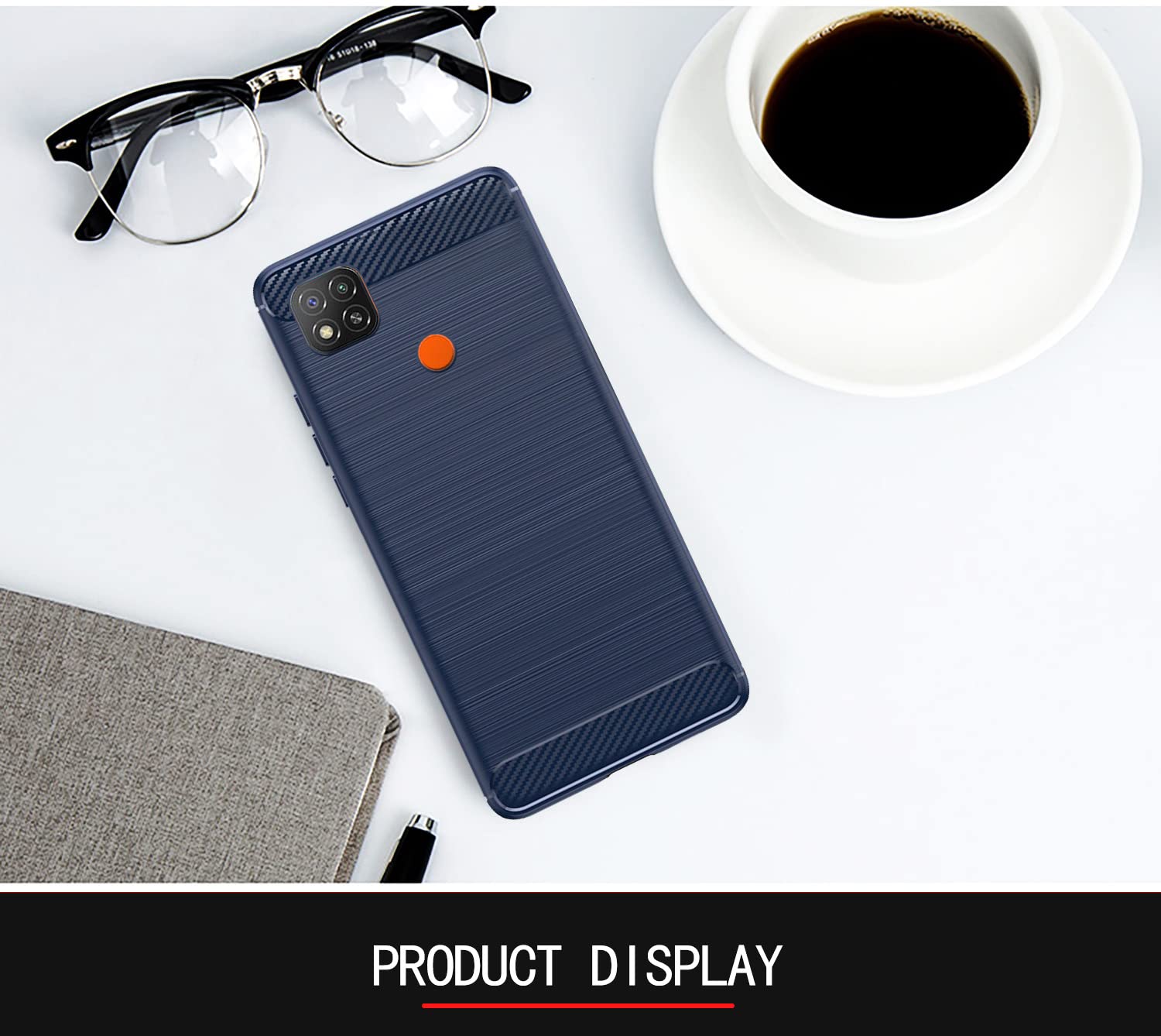 Pikkme Mi Redmi 10A / Redmi 9 / Redmi 9 Activ / 9C / Poco C31 Hybrid Carbon Fiber Back Cover | Blue