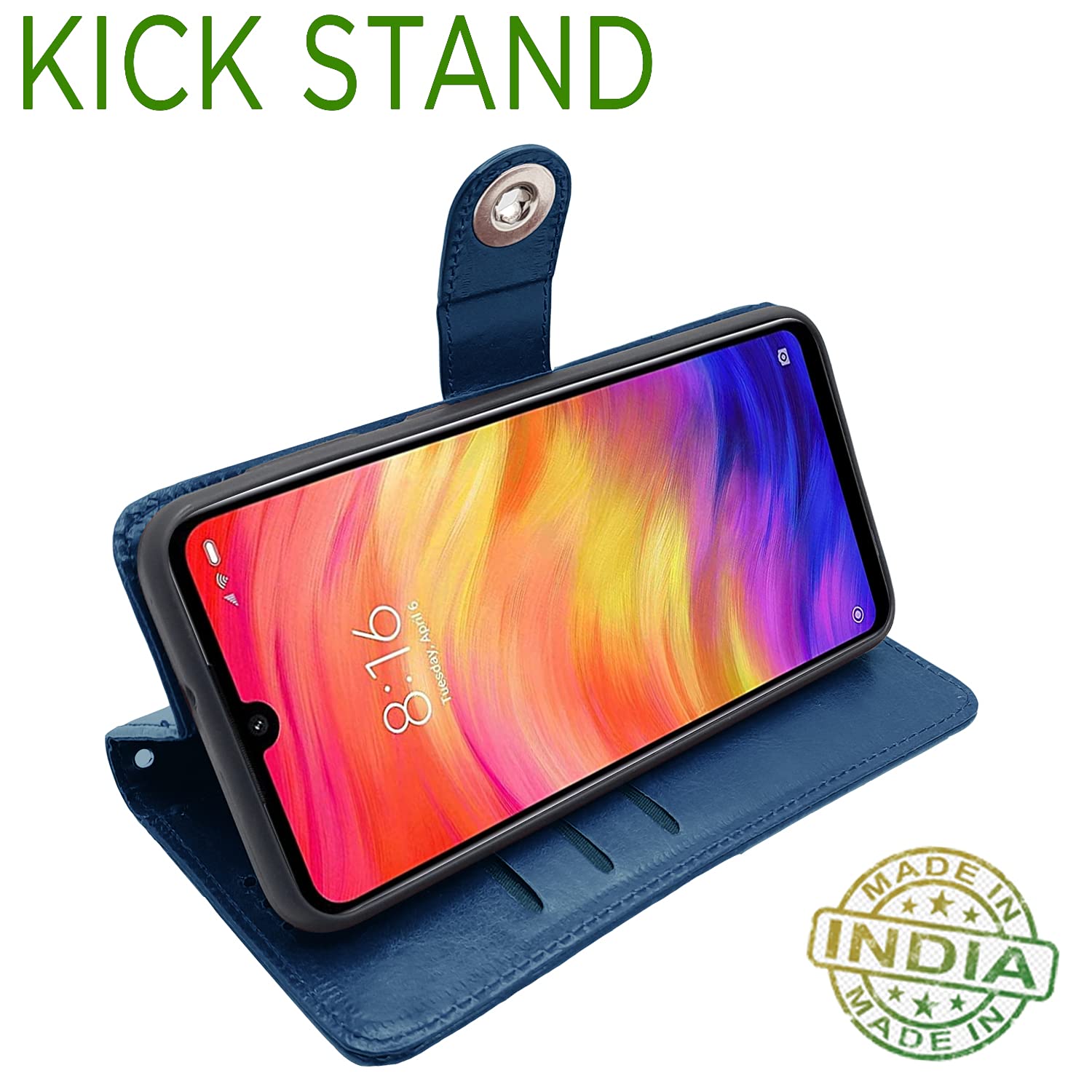 Pikkme Redmi Note 7/Note 7 Pro/Note 7s Magnetic blue button mobile flip cover – photo 5