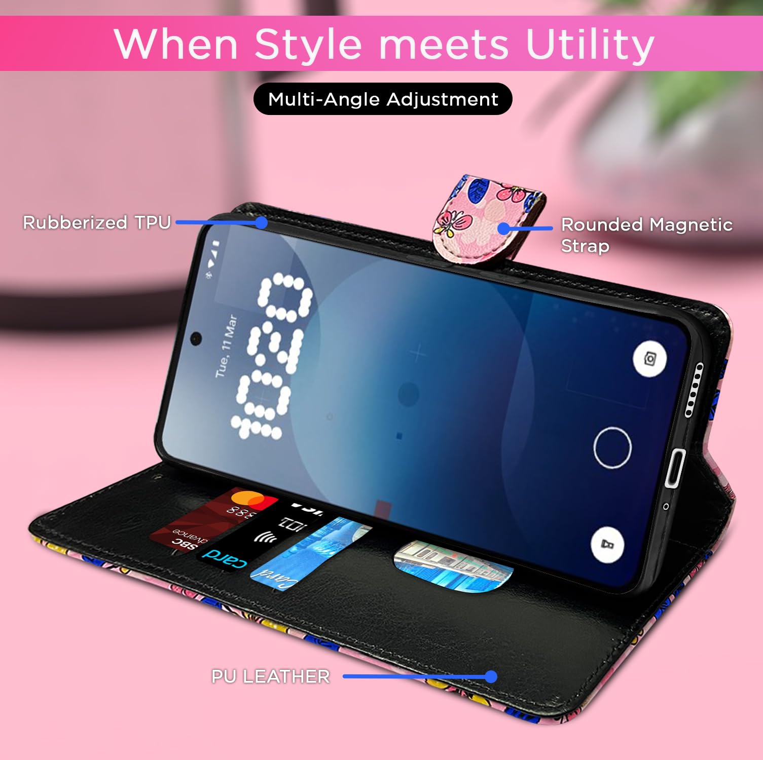 Pink flower flip cover for Nothing Phone 3a Pro 5G – Pikkme – photo 5