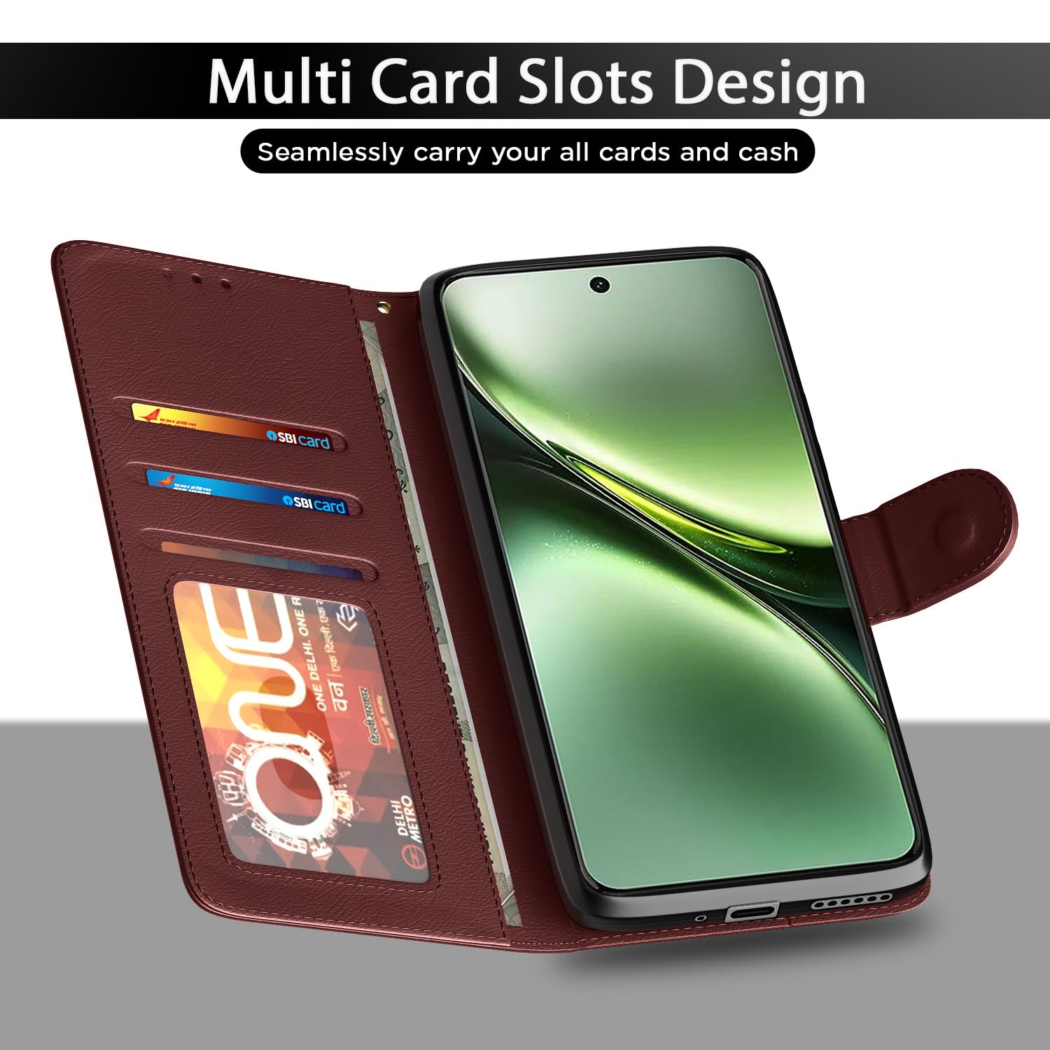 Pikkme Vivo X200 5G Wallet brown mobile flip cover – photo 5