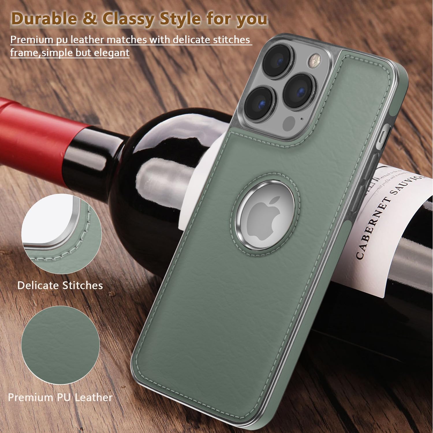 Pikkme iPhone 12 Pro Max Silver Electroplated Chrome Leather Back Cover (Green)