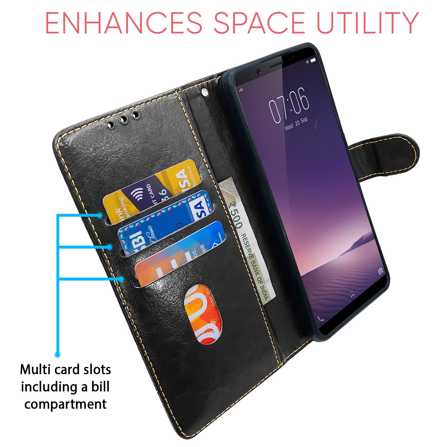 Black & brown flip case for Vivo V7 Plus/V7 – Pikkme – photo 3