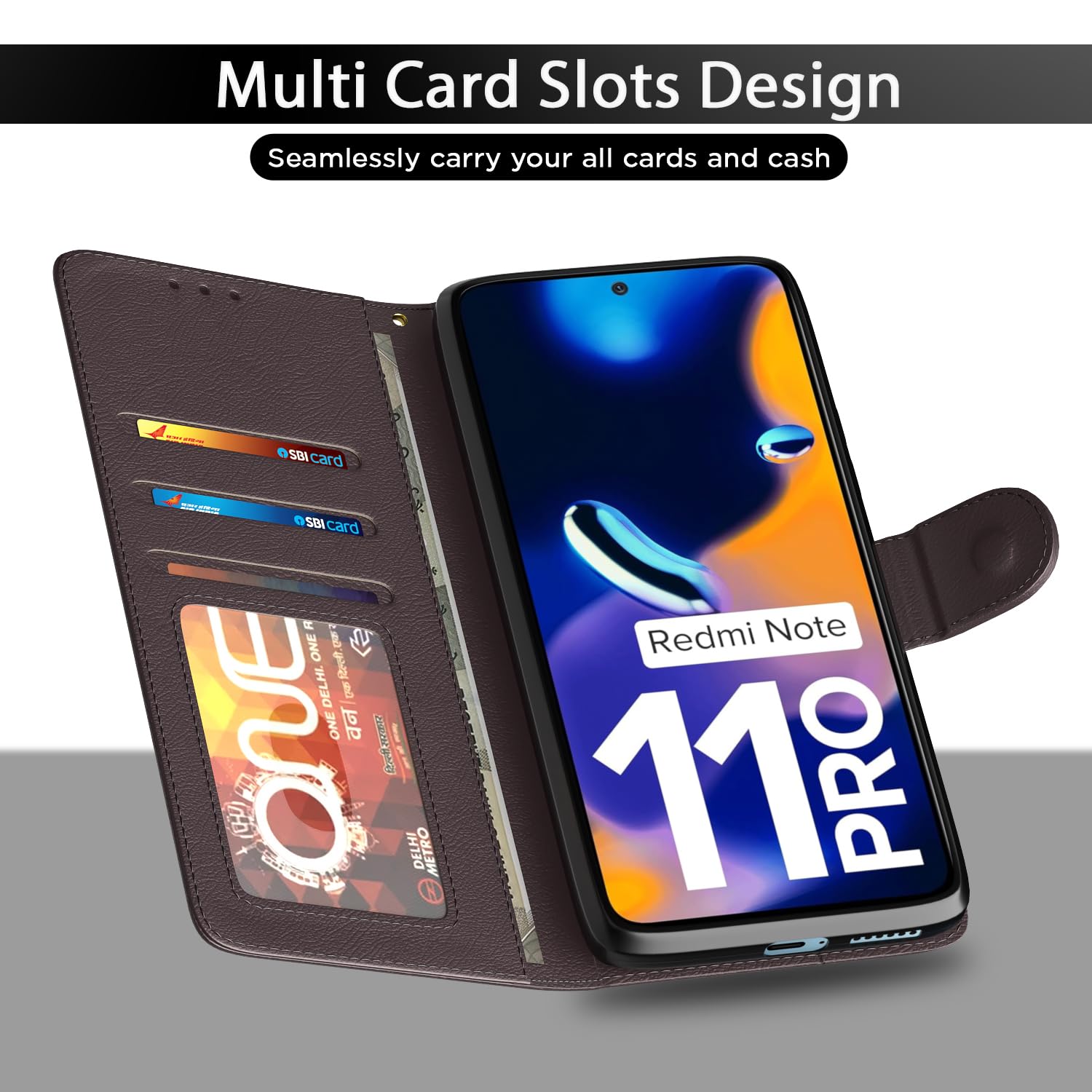 Redmi Note 11 Pro/Note 11 Pro Plus 5G Wallet mobile flip cover in coffee by Pikkme – photo 5