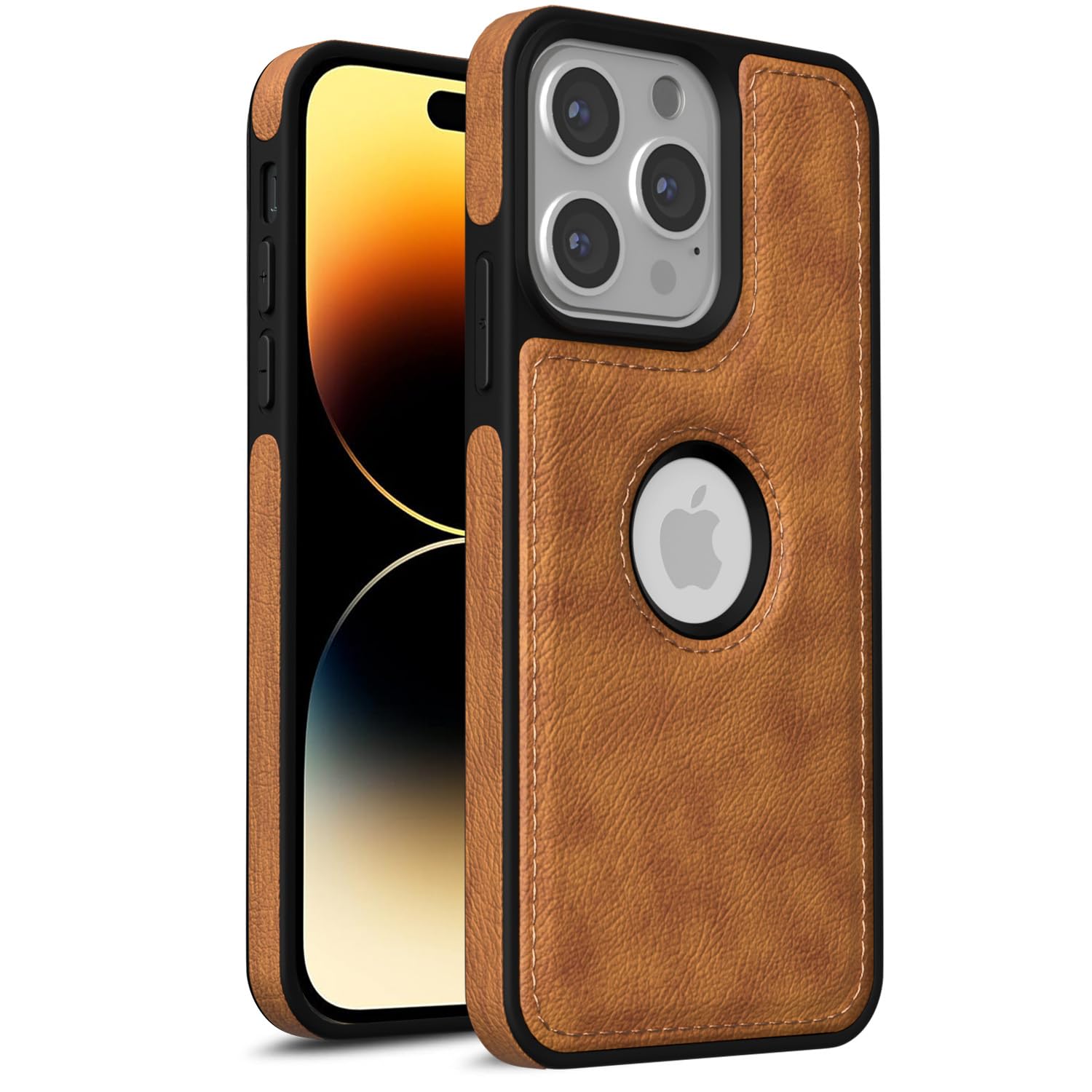 Pikkme iPhone 14 pro max Leather Back Case - Brown