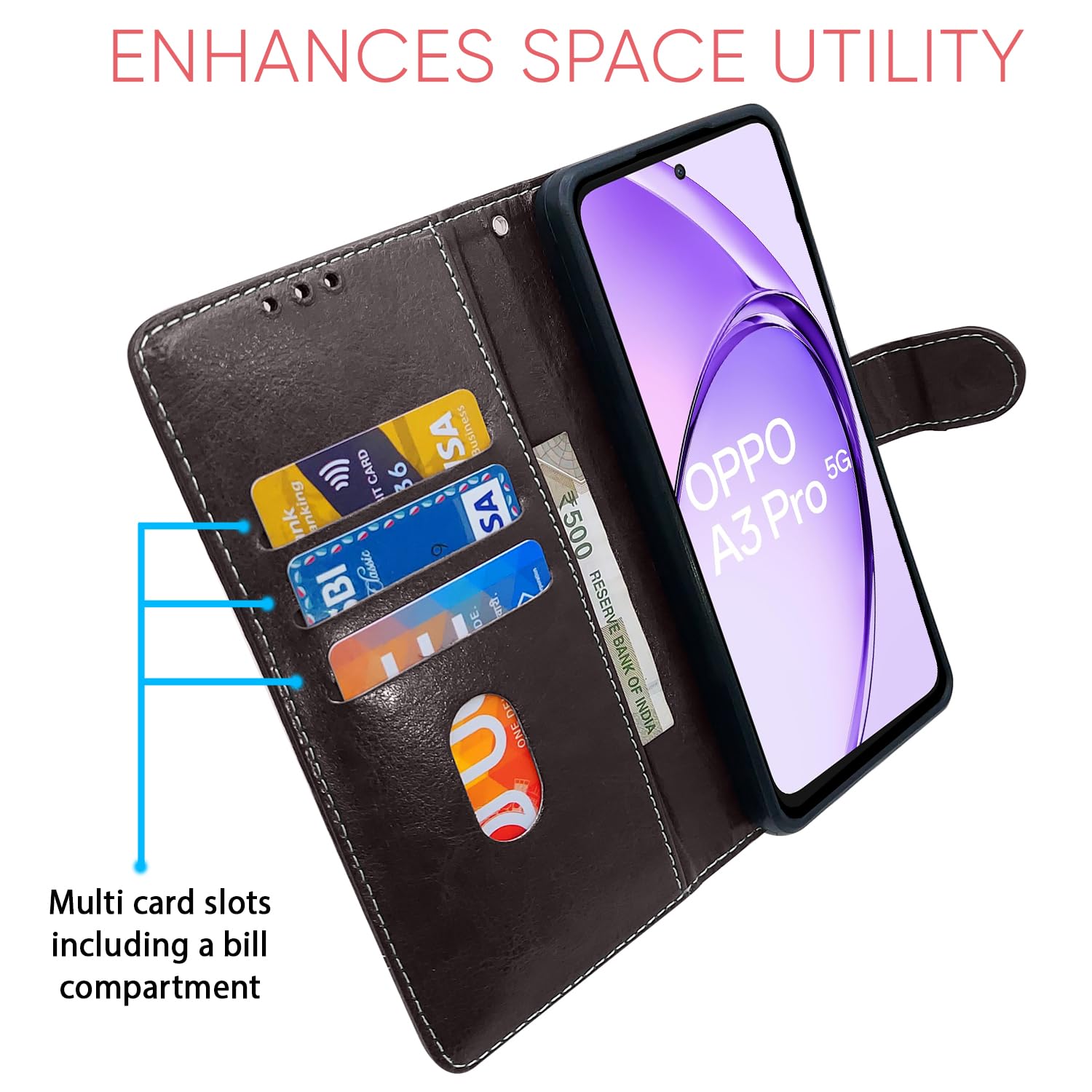 Coffee & brown flip case for Oppo A3 Pro 5G – Pikkme – photo 4