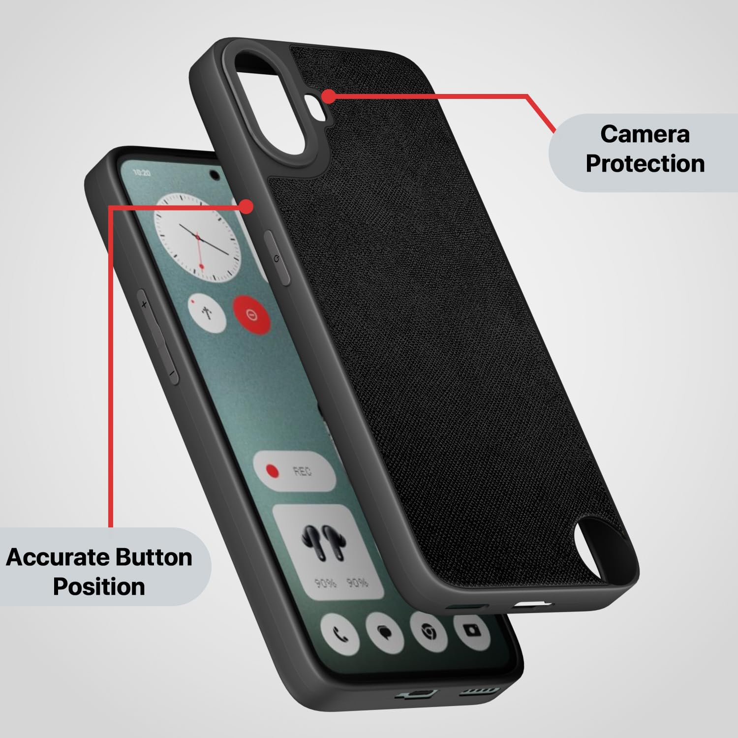 Pikkme CMF by Nothing Phone 1 Indian Leather Back Cover (Black)