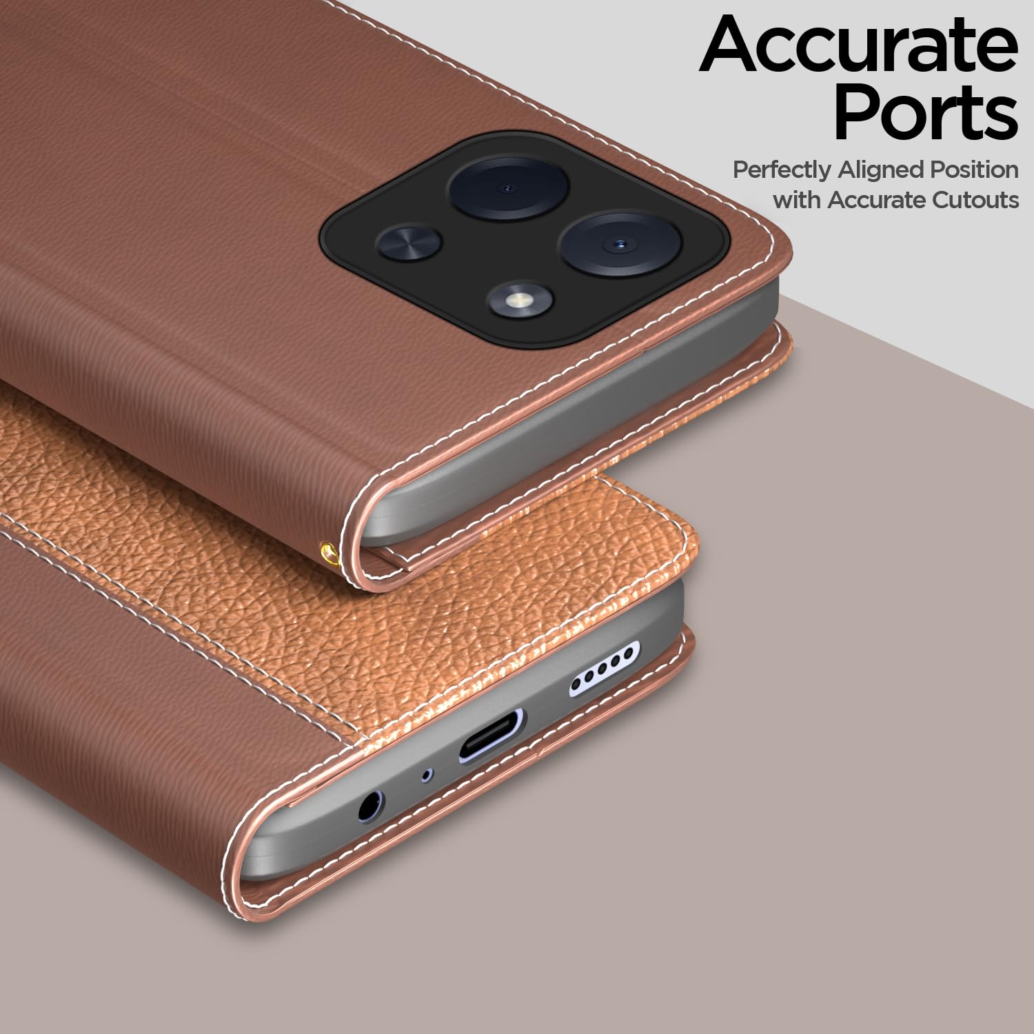 Poco C85 5G flip cover in tan by Pikkme – photo 2