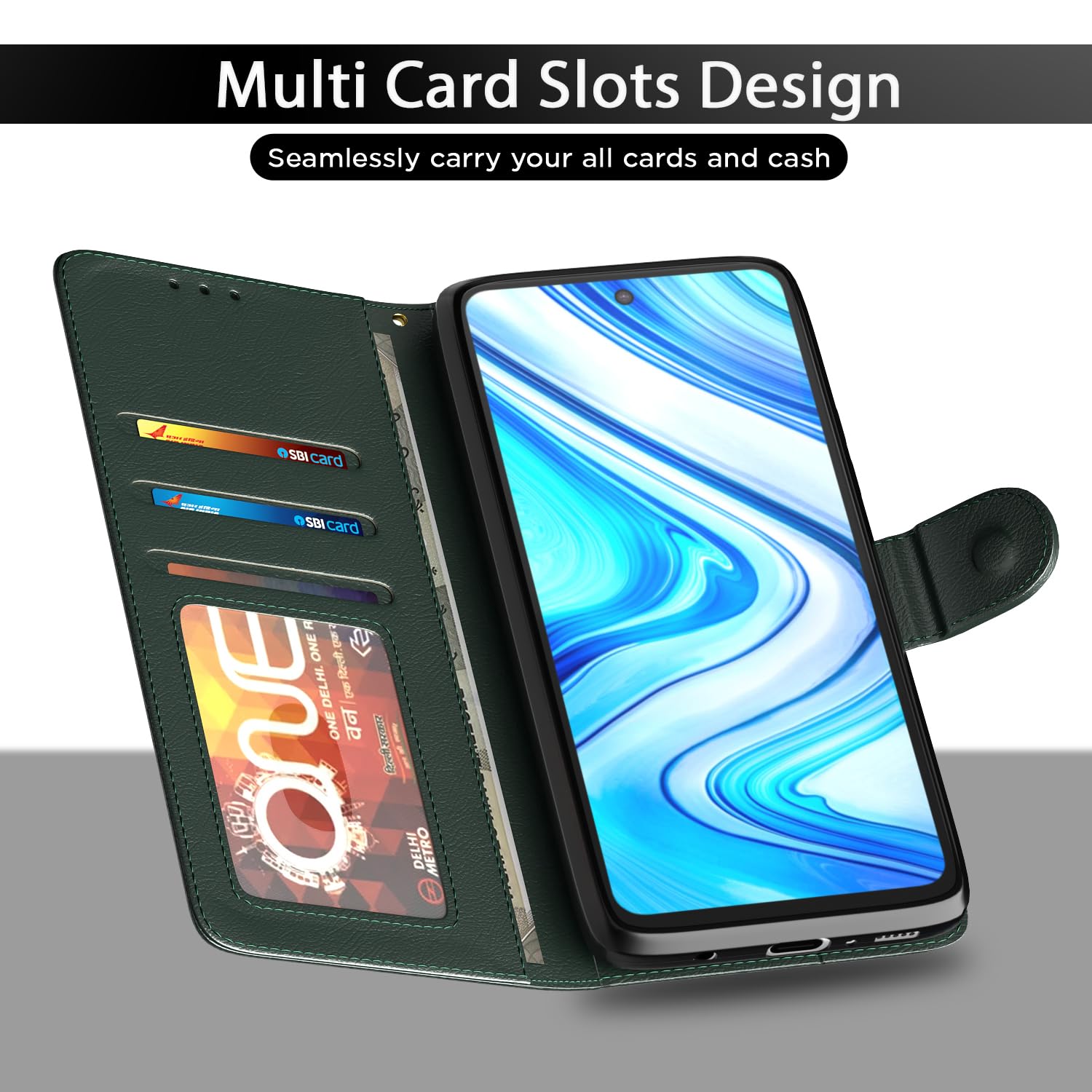 Pikkme Redmi Note 9 Pro/Note 9 Pro Max/Poco M2 Pro/Redmi Note 10 Lite Vintage Flip Cover (Green)