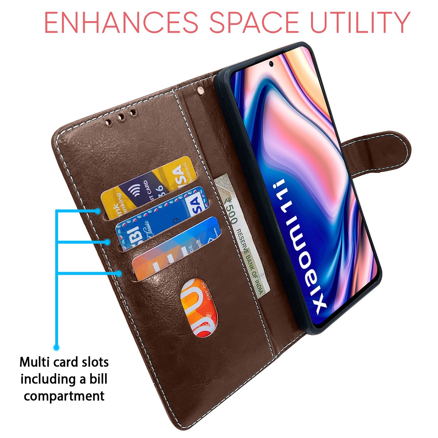 Mi 11i 5G/11i mobile flip cover in brown & coffee by Pikkme – photo 3