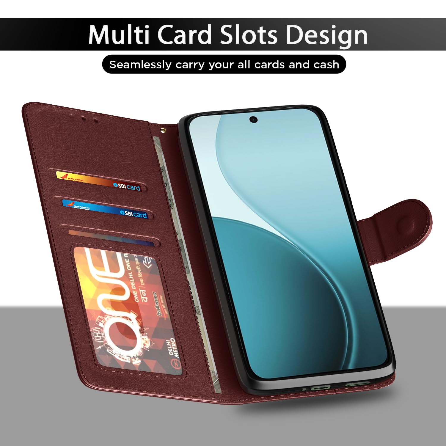 Pikkme brown Wallet flip cover for Oppo F31/F33 5G – photo 5