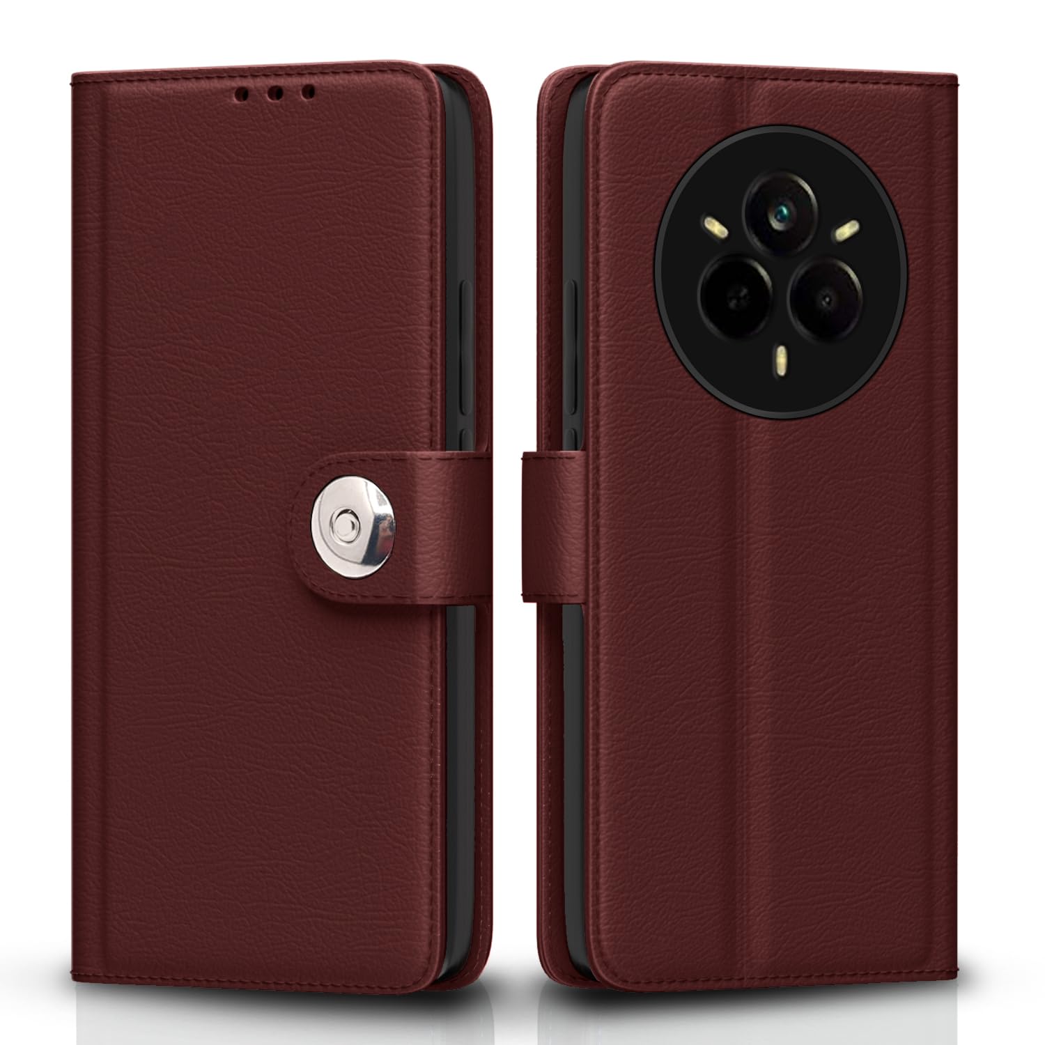 Brown Button flip case for Realme 14 Pro 5G – Pikkme