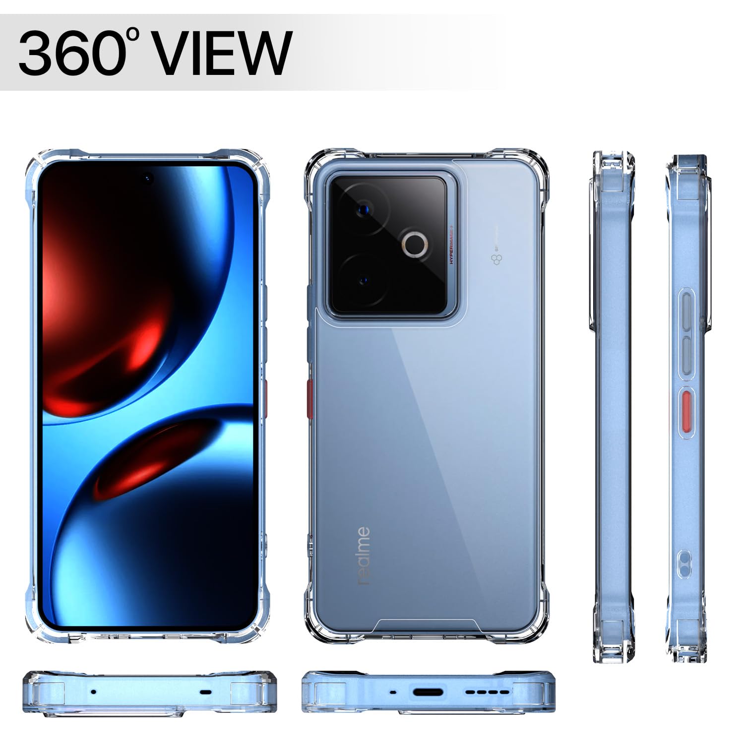 Pikkme Realme GT 7 5G / GT 7T 5G PC + TPU Crystal Clear Back Cover (Transparent)