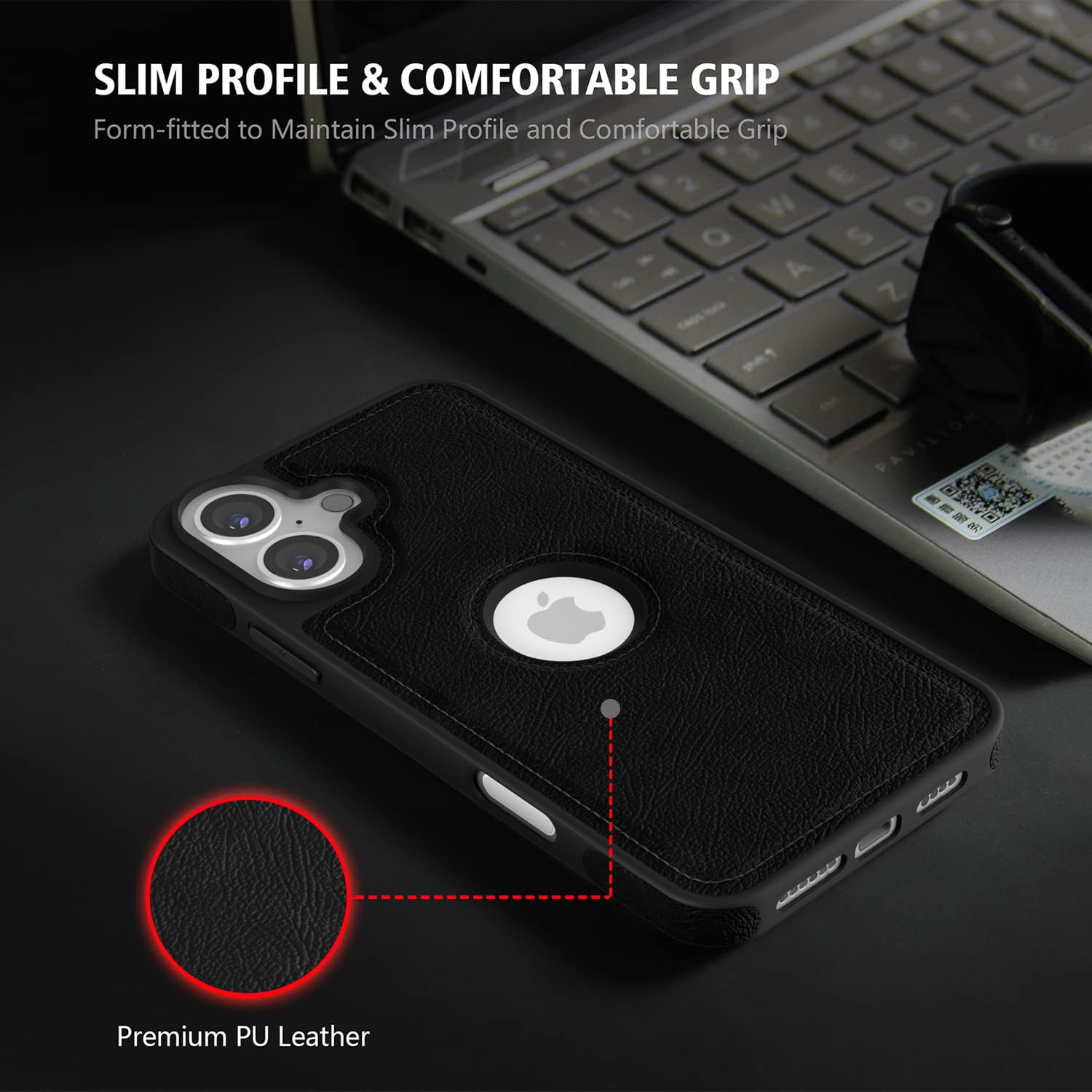 Pikkme iPhone 16 Plus Flexible Pu Leather Back Case | Black