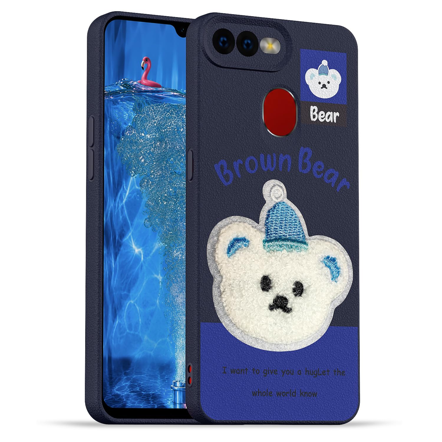 Pikkme blue Plush Patch mobile back cover for Oppo F9/F9 Pro/A5/A5s/A7