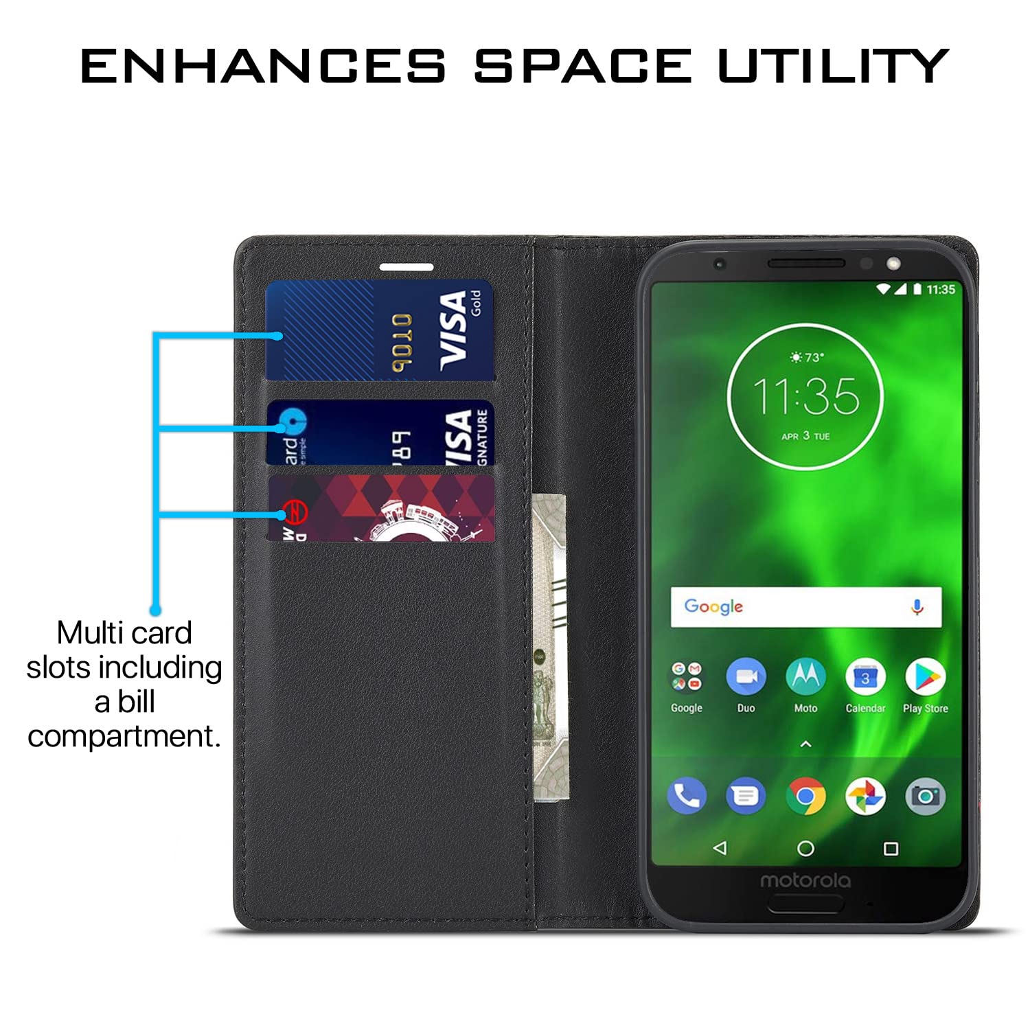 Pikkme Moto G6 Play black mobile flip cover – photo 3