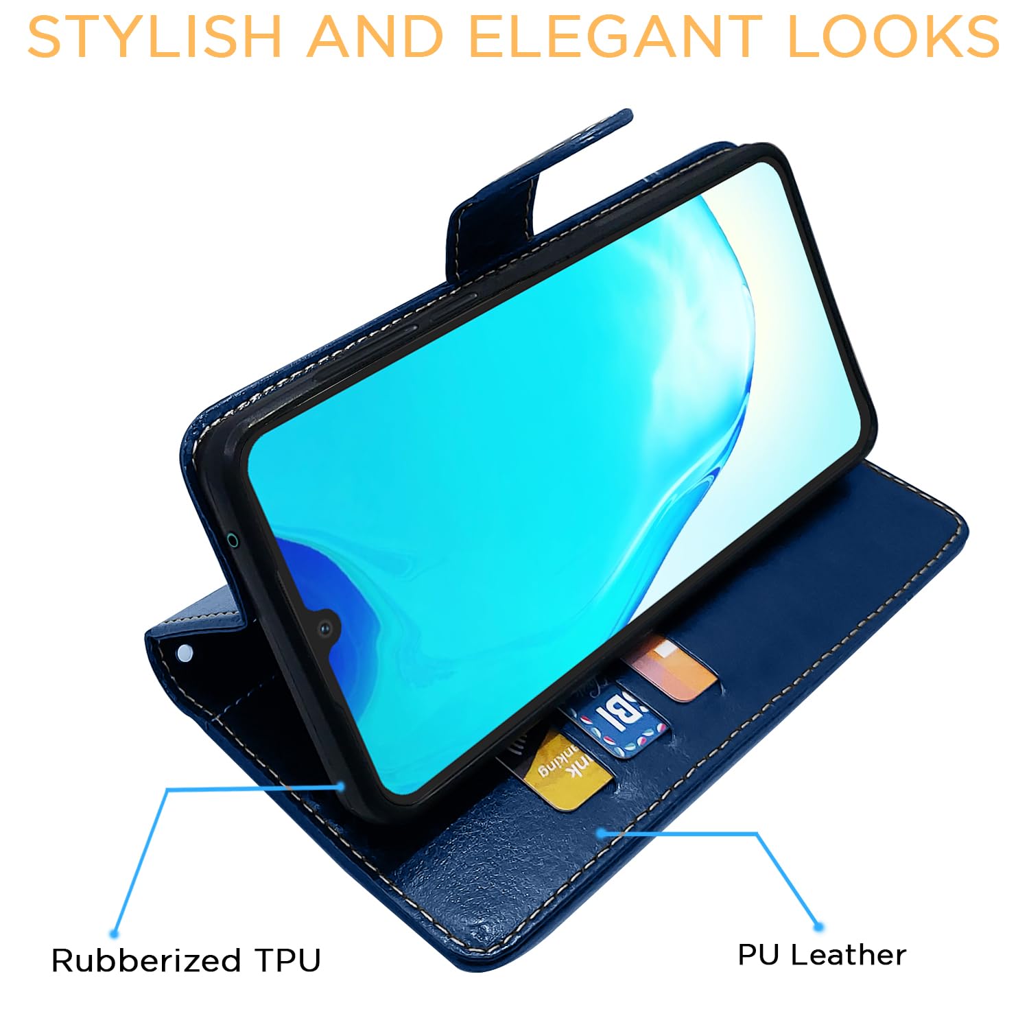Vivo V25 5G flip case in blue & brown by Pikkme – photo 5