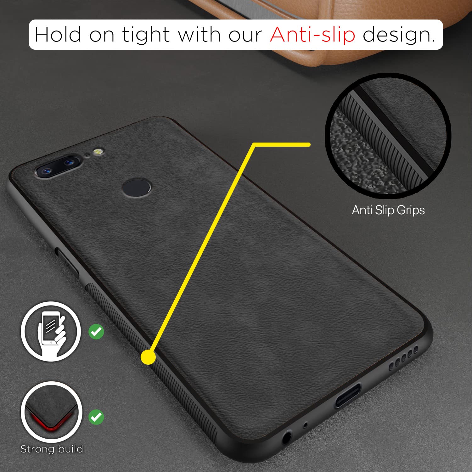 Grey Leather mobile cover for OnePlus 5T – Pikkme – photo 2