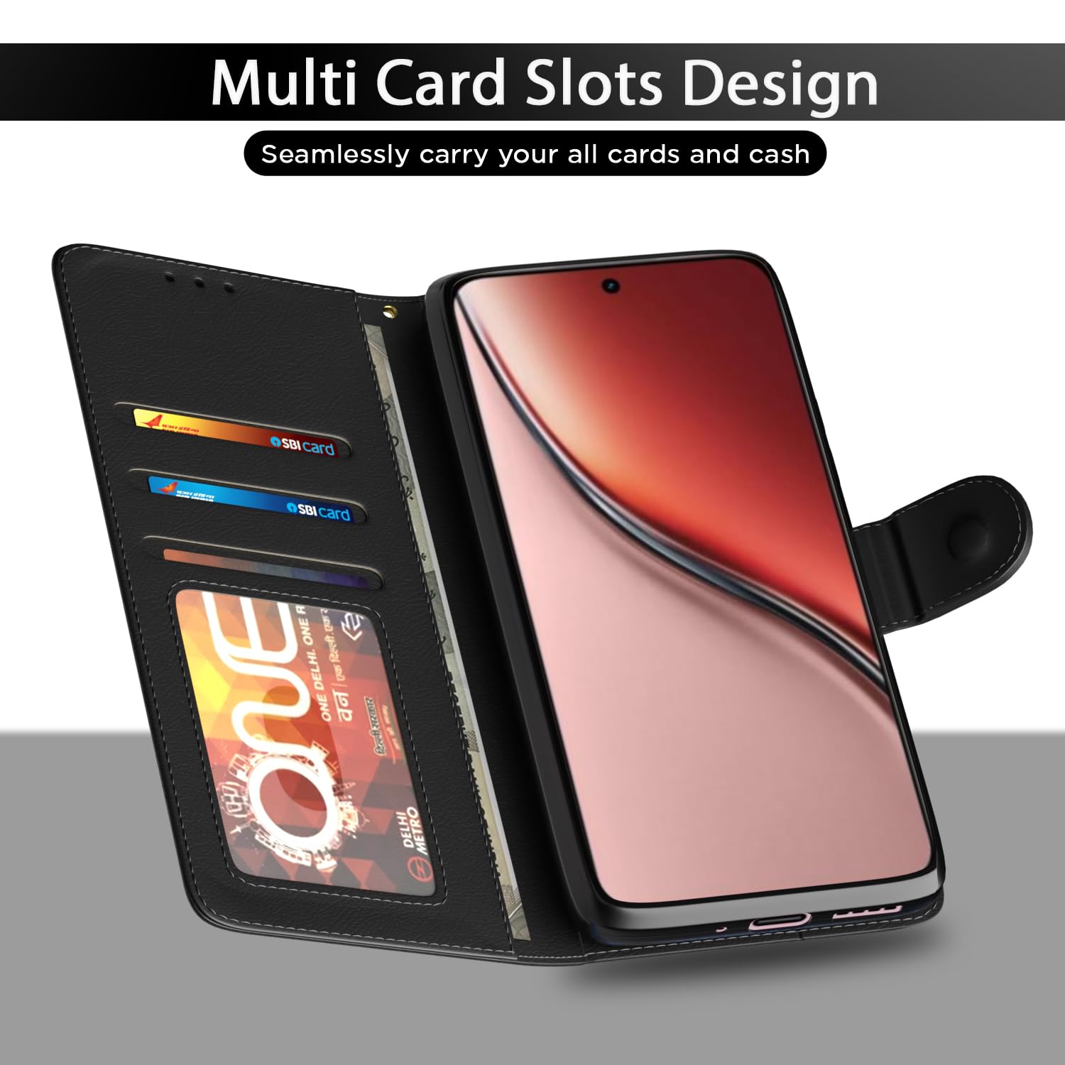 Pikkme Realme P3 Ultra 5G Vintage Flip Cover (Black)