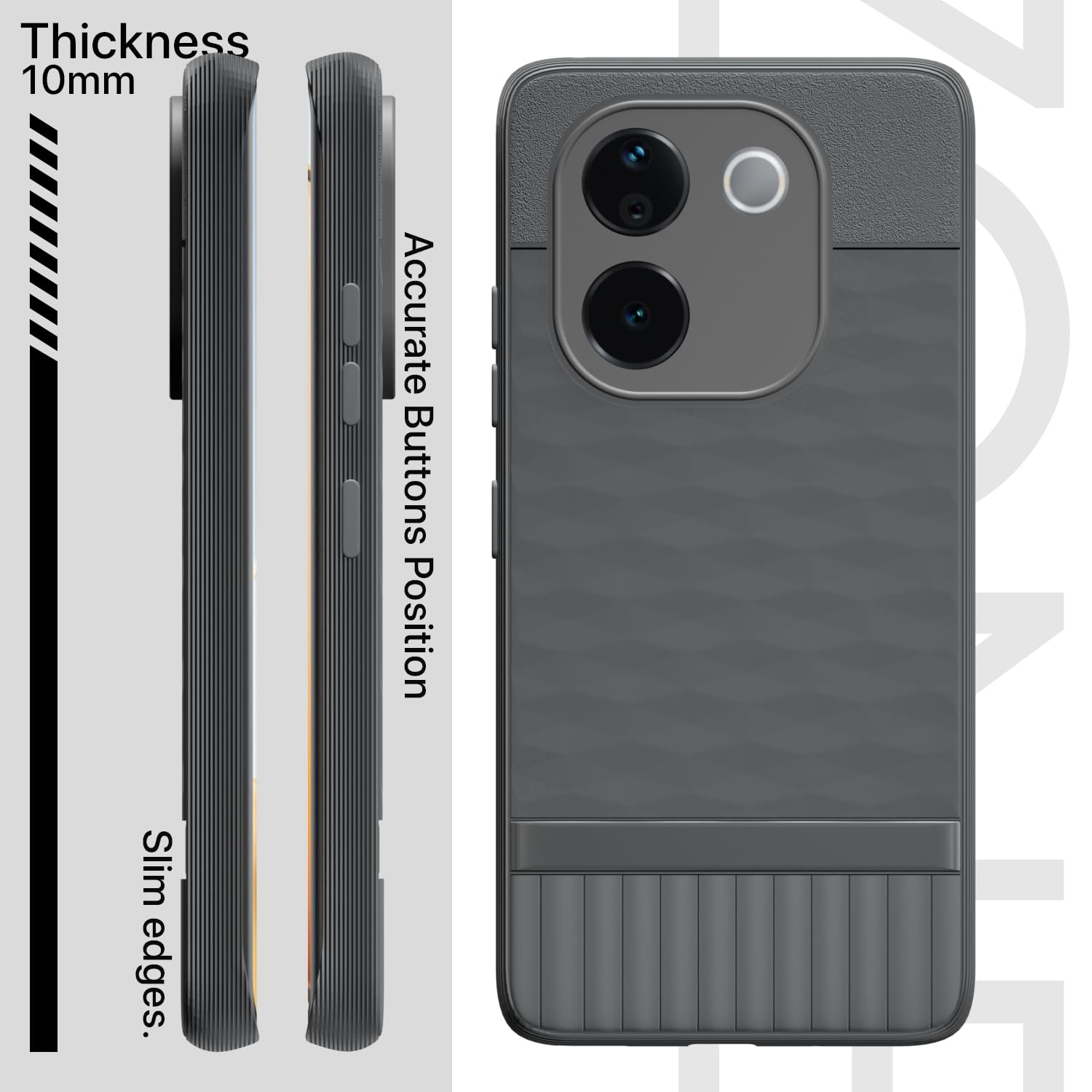 Pikkme Vivo T3 Pro 5G / iQOO Z9s Pro 5G Gencase Back Cover (Grey)