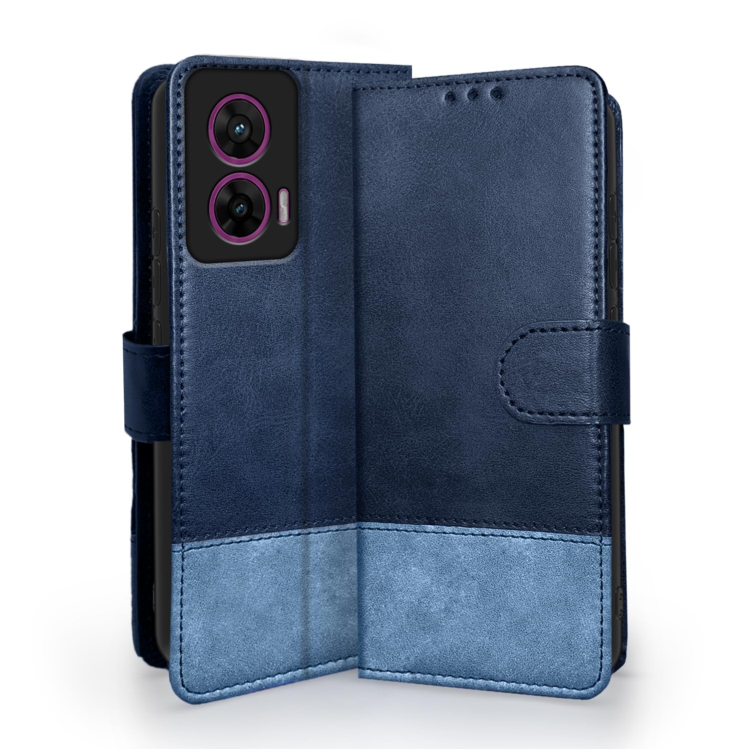 Navy & light blue Magnetic flip cover for Moto Edge 50 Fusion/G96 5G – Pikkme