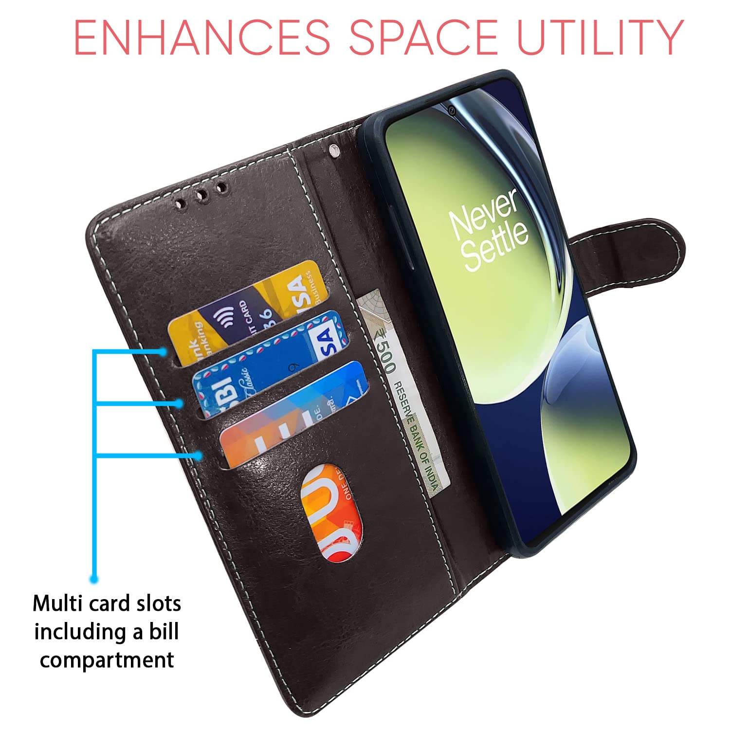 OnePlus Nord CE 3 Lite 5G Magnetic flip cover in coffee & brown by Pikkme – photo 4