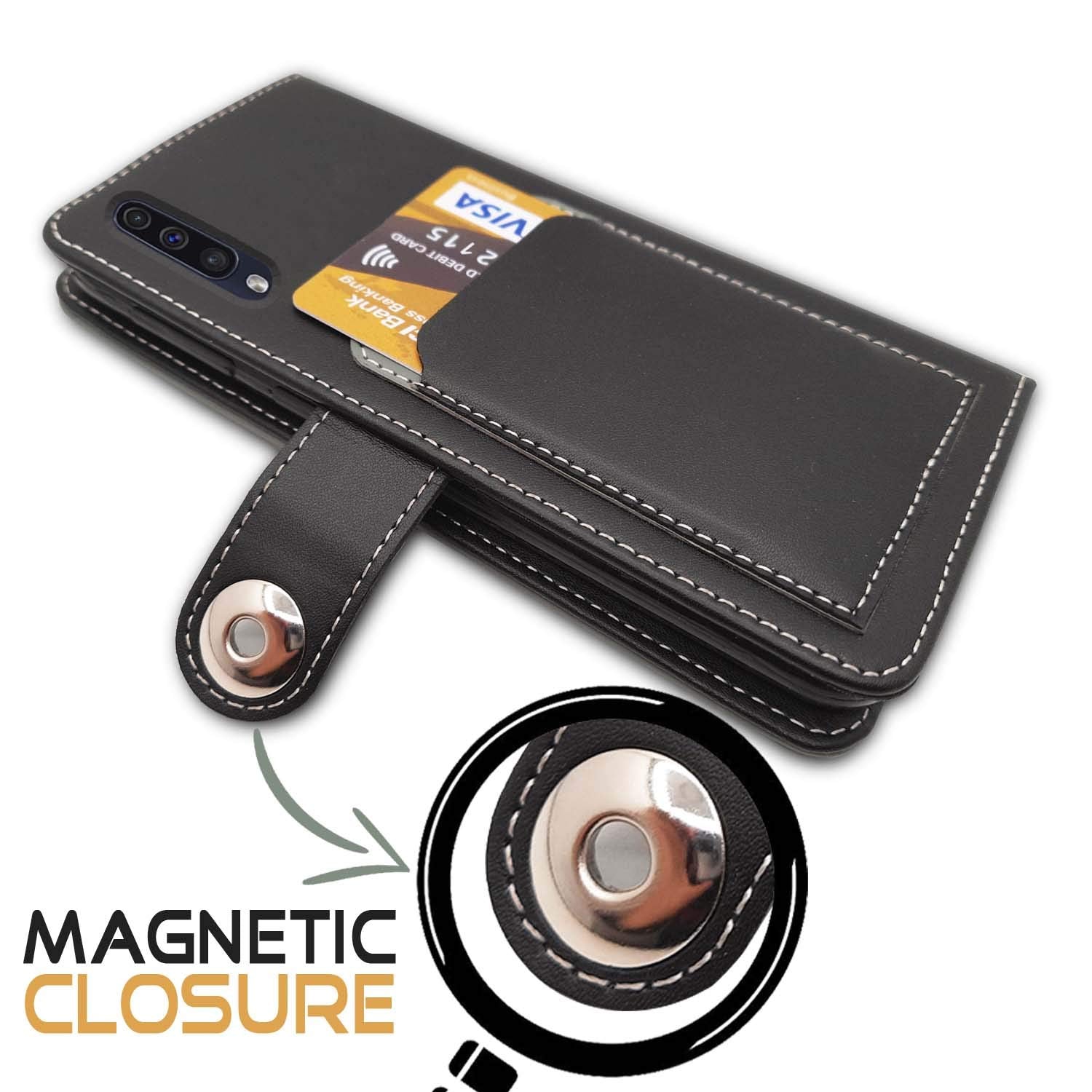 Pikkme Samsung Galaxy A50 / A50s / A30s Wallet Style Inbuilt Pockets & Stand | Strong Magnetic Flip Cover (Grey)