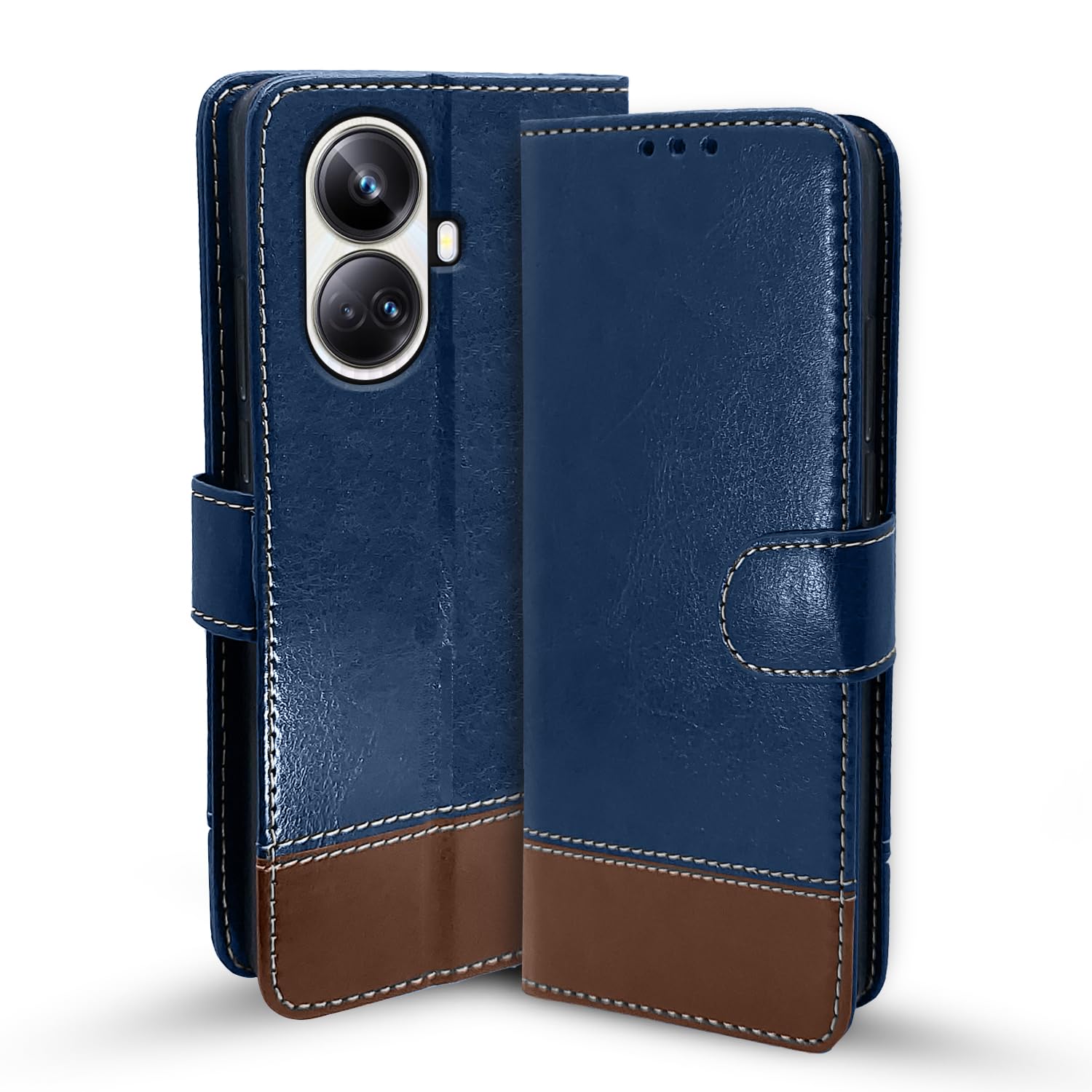 Blue & brown flip cover for Realme 10 Pro Plus 5G – Pikkme