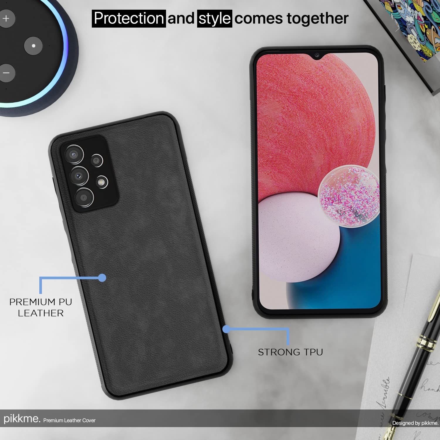 Samsung A13 4G Leather back cover in grey by Pikkme – photo 5