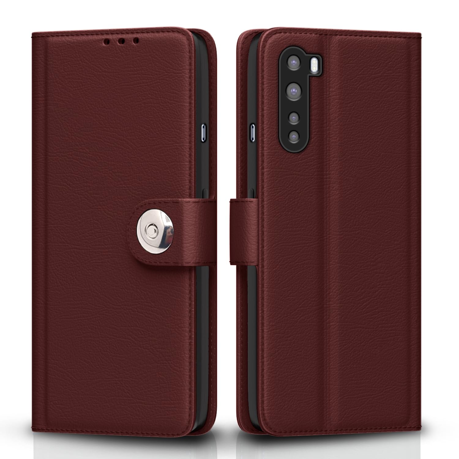 Pikkme OnePlus Nord (2020) Button brown mobile flip cover