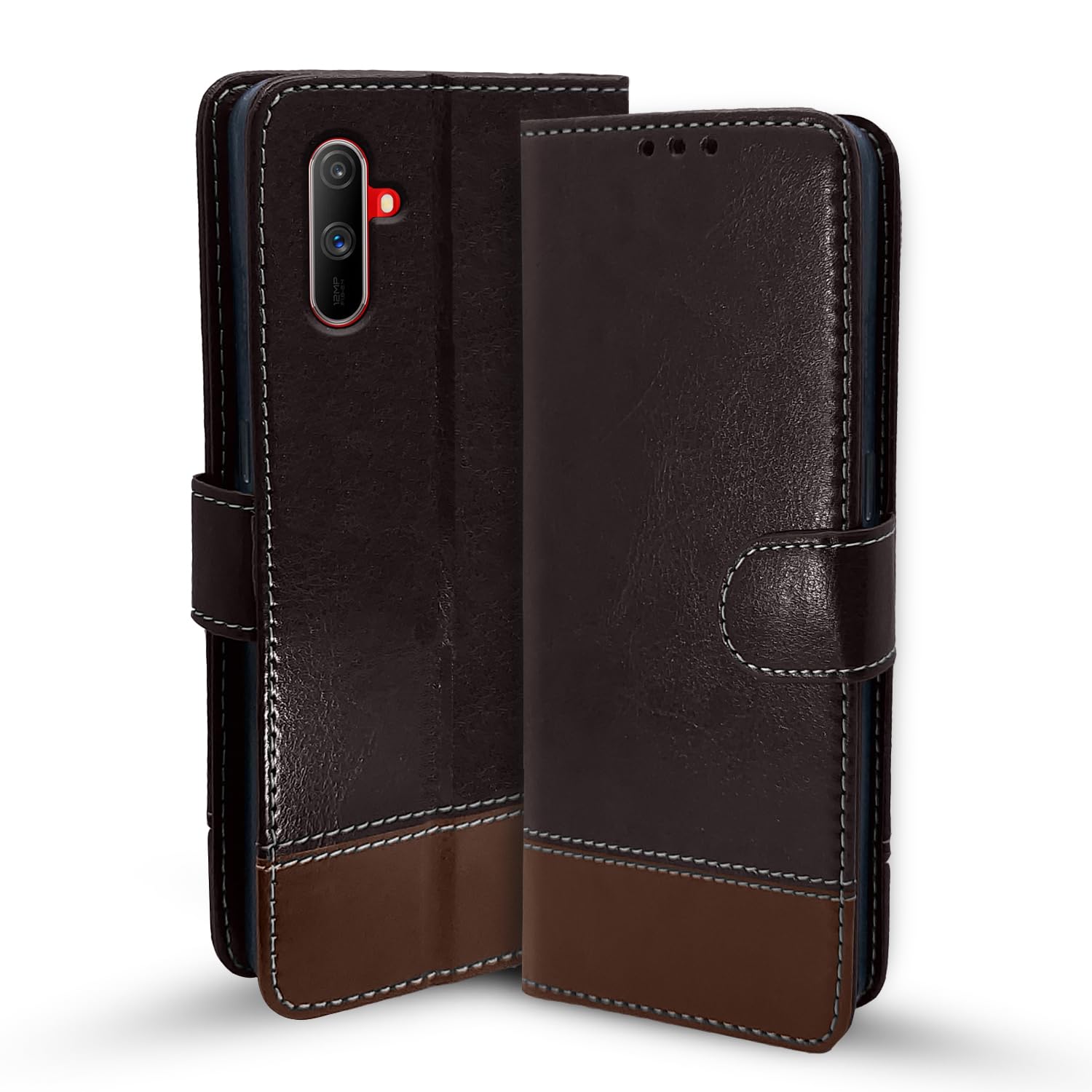 Pikkme Realme C3 Magnetic coffee & brown mobile flip cover